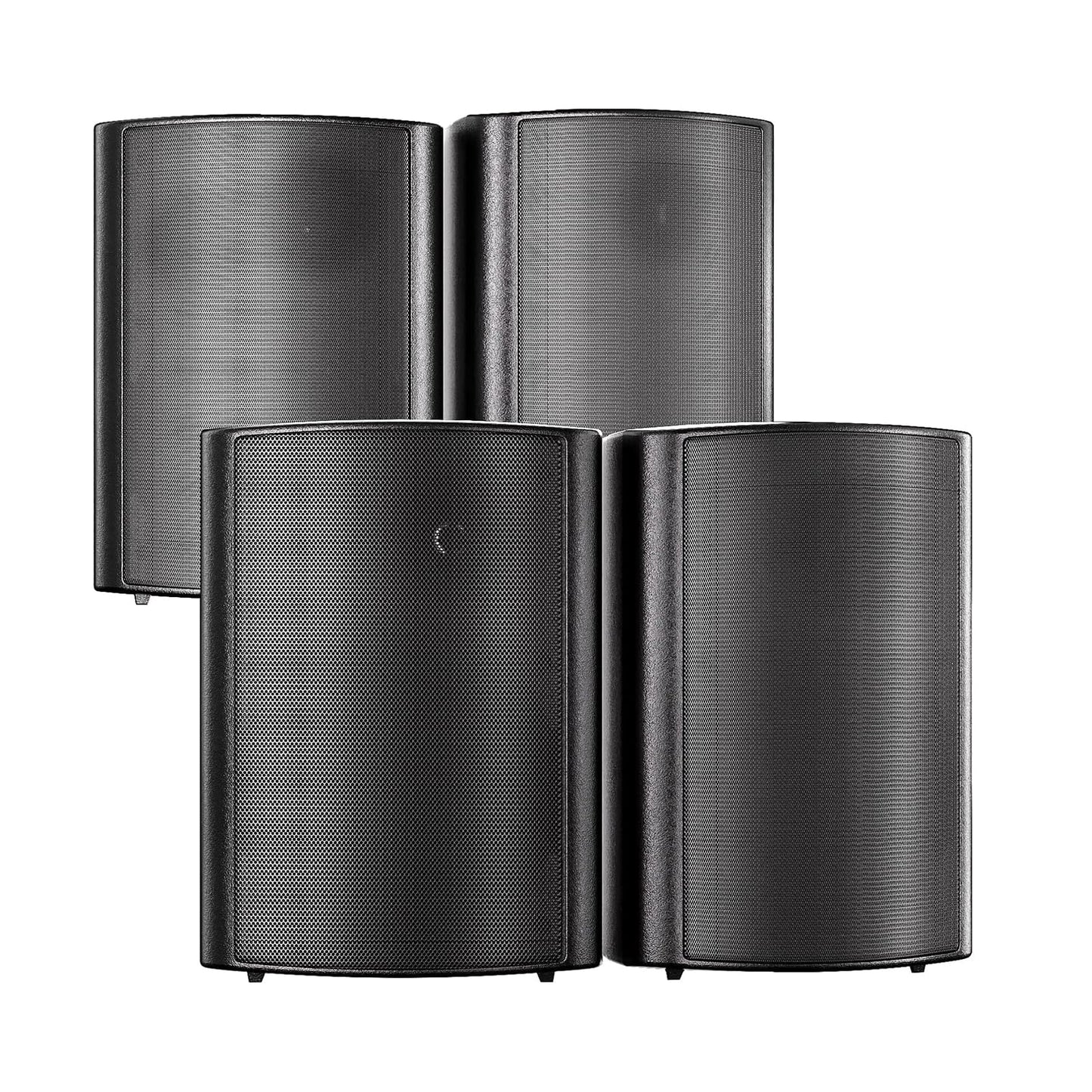 STUDIOFINIX 800W 6.5 Inch Bluetooth Altavoces de Exterior con Amplificador Multifuncional Sistema de Altavoces de Pared Resistente a la Intemperie para Patio Jardín Piscina Casa (4 Altavoces, Negro)