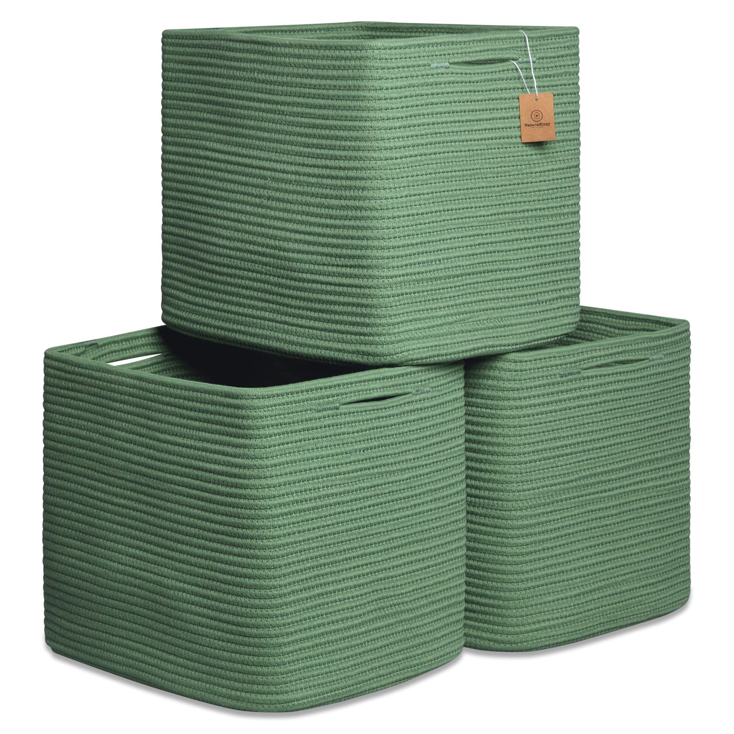 NaturalCozy - Cestas de almacenamiento de cubeta Kallax (verde)