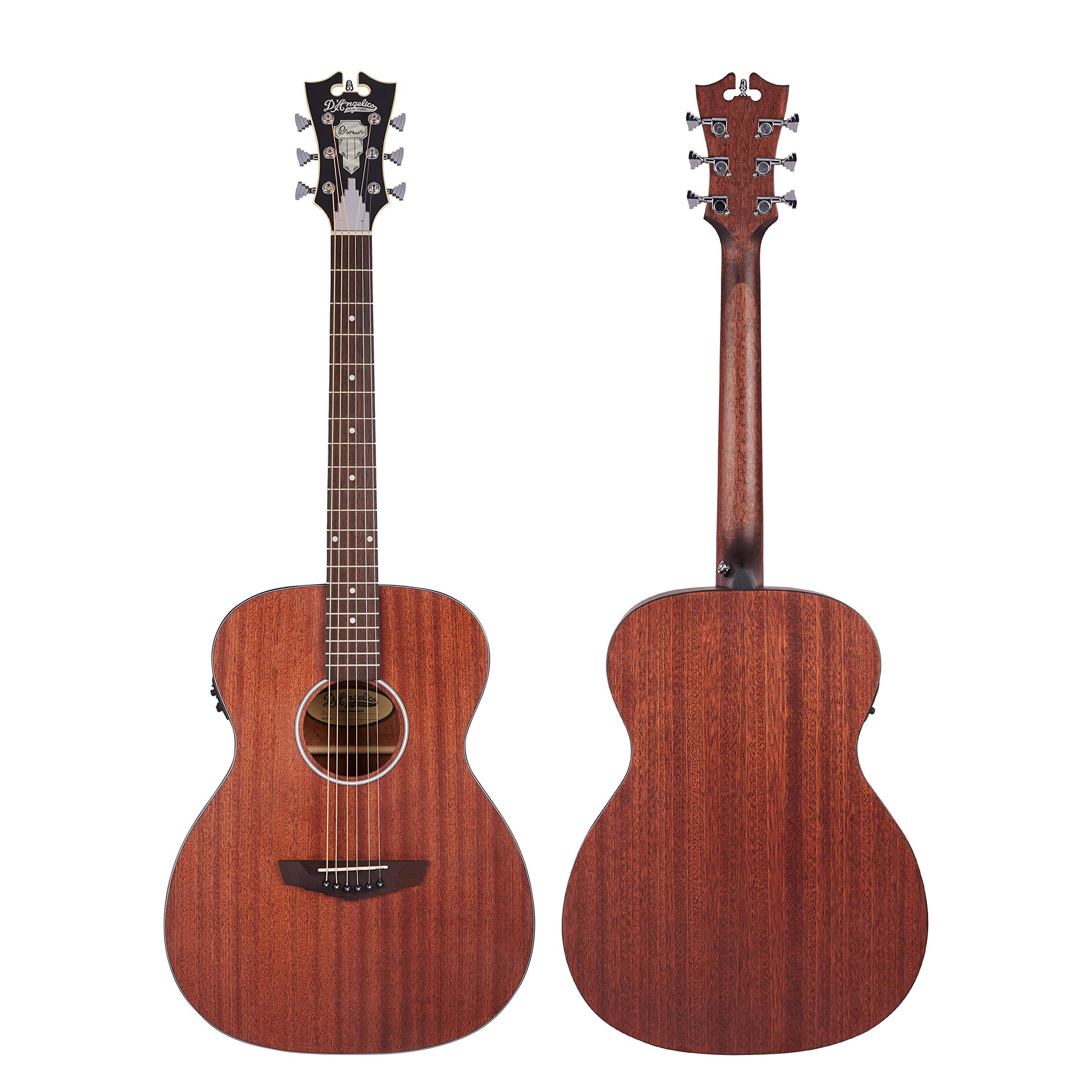 D'Angelico Guitarra acústica de 6 cuerdas, derecha, natural (DAPLSOMMAHCP)