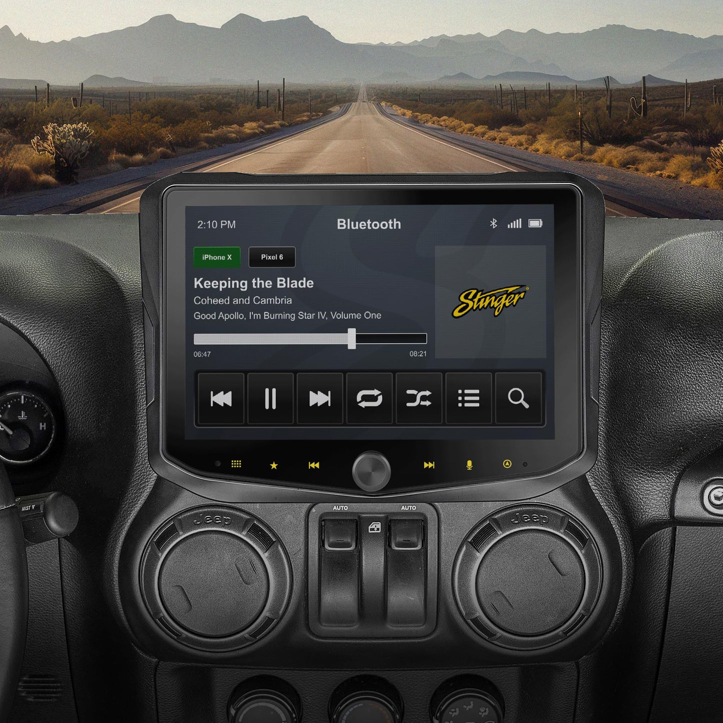Stinger HEIGH10+ Wrangler JK (2011-18) visualización táctil HD de 10.1 pulgadas, estéreo para coche, radio automática inalámbrica certificada Apple CarPlay/Android, unidad principal receptor Bluetooth