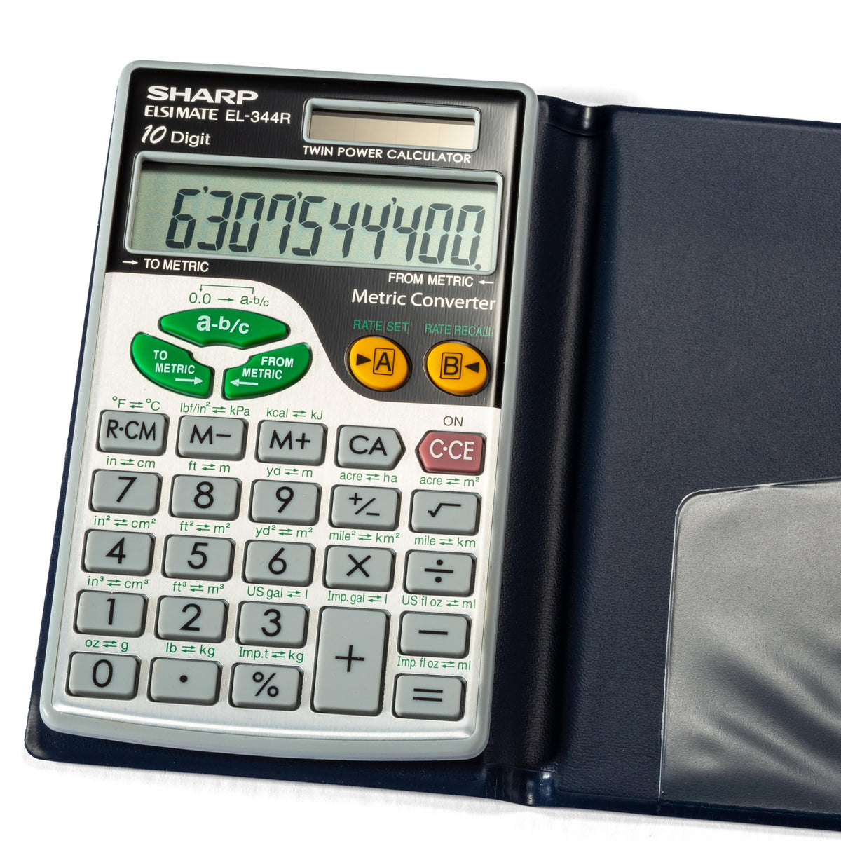 Calculadora Sharp EL344RB Rojo 10 Dígitos con Conversión Métrica y Pantalla LCD Solar para Estudiantes y Profesionales