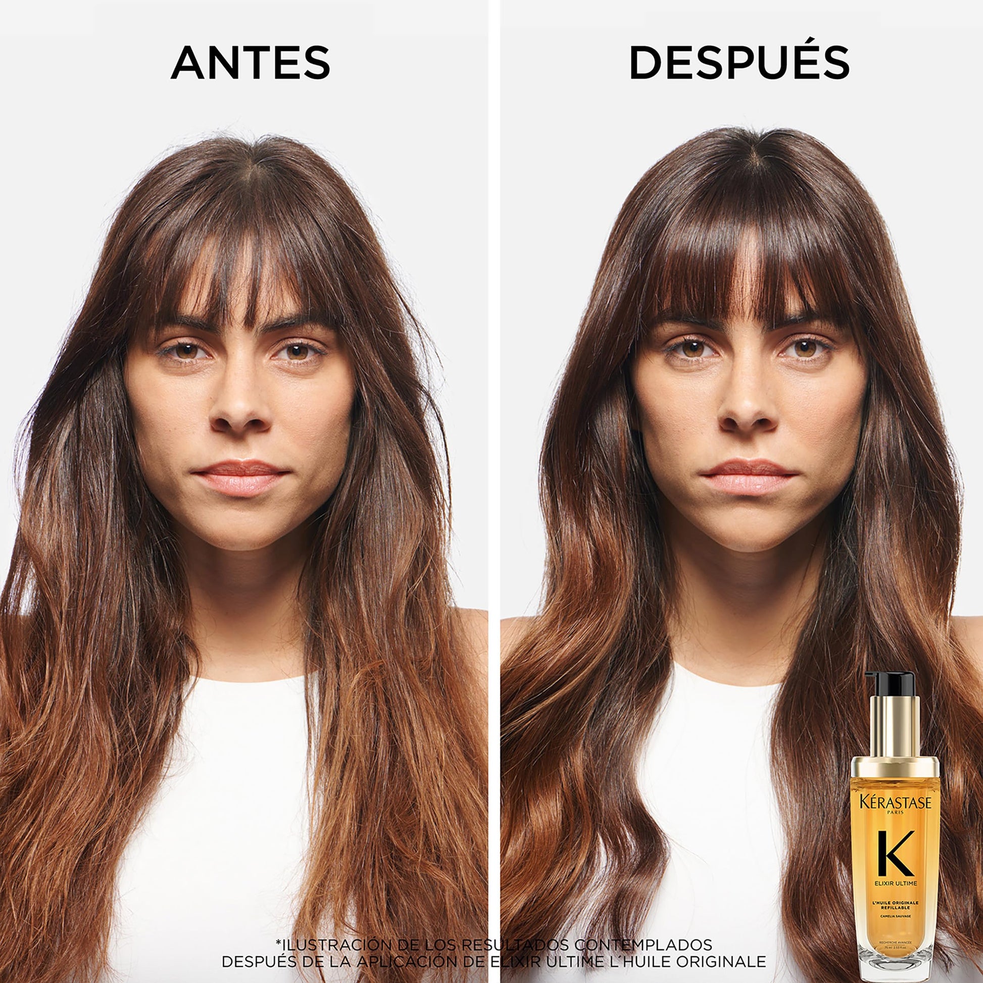 KÉRASTASE Elixir Ultime L’Huile en Tamaño de Viaje | Aceite Capilar Hidratante para Suavizar, Eliminar el Frizz y Añadir Brillo | Con Camelia Francesa y Aceites Nutritivos | 30ml