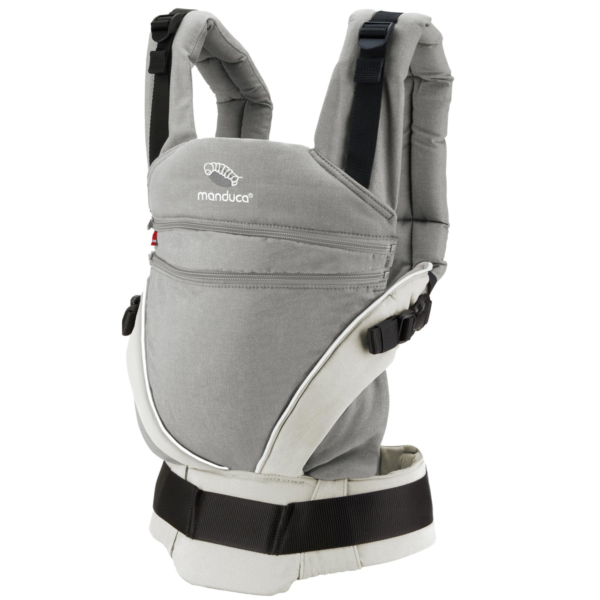 Manduca XT, portabebés con asiento ajustable, 3 posiciones de transporte (delantero, cadera y espalda), algodón orgánico, crece con tu bebé (3,5-20 kg), Grey-white, XT Cotton