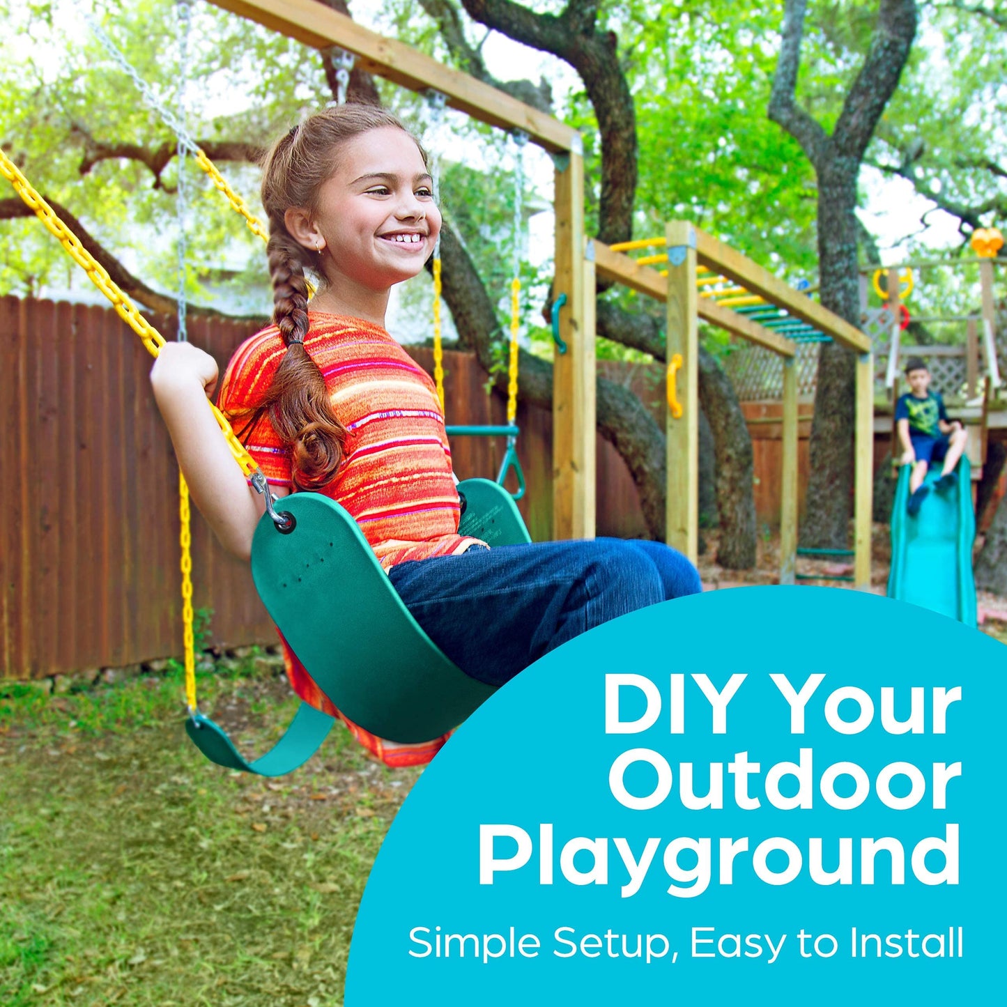 Juego de Columpios Jungle Gym Kingdom Verde Kits de Repuesto de Asiento oscilante con Cadenas Resistentes para niños