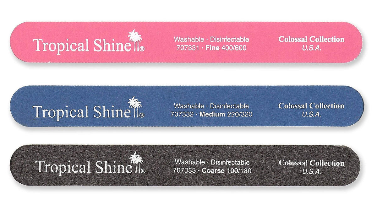 Tropical Shine 22cm Nail Files For Natural and Acrylic Nails. 3 pcs.