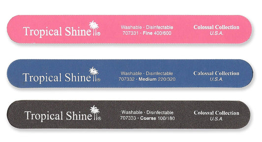 Tropical Shine 22cm Nail Files For Natural and Acrylic Nails. 3 pcs.