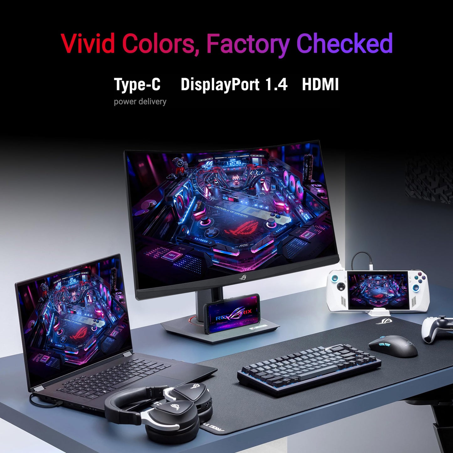 ASUS ROG Strix Monitor para juegos HDR curvo USB-C de 27 pulgadas 1440P (XG27WCMS) - QHD, 280Hz, 1ms, Fast VA, Extreme Low Motion Blur Sync, FreeSync Premium, DisplayWidget, Toma de trípode AI Gaming,
