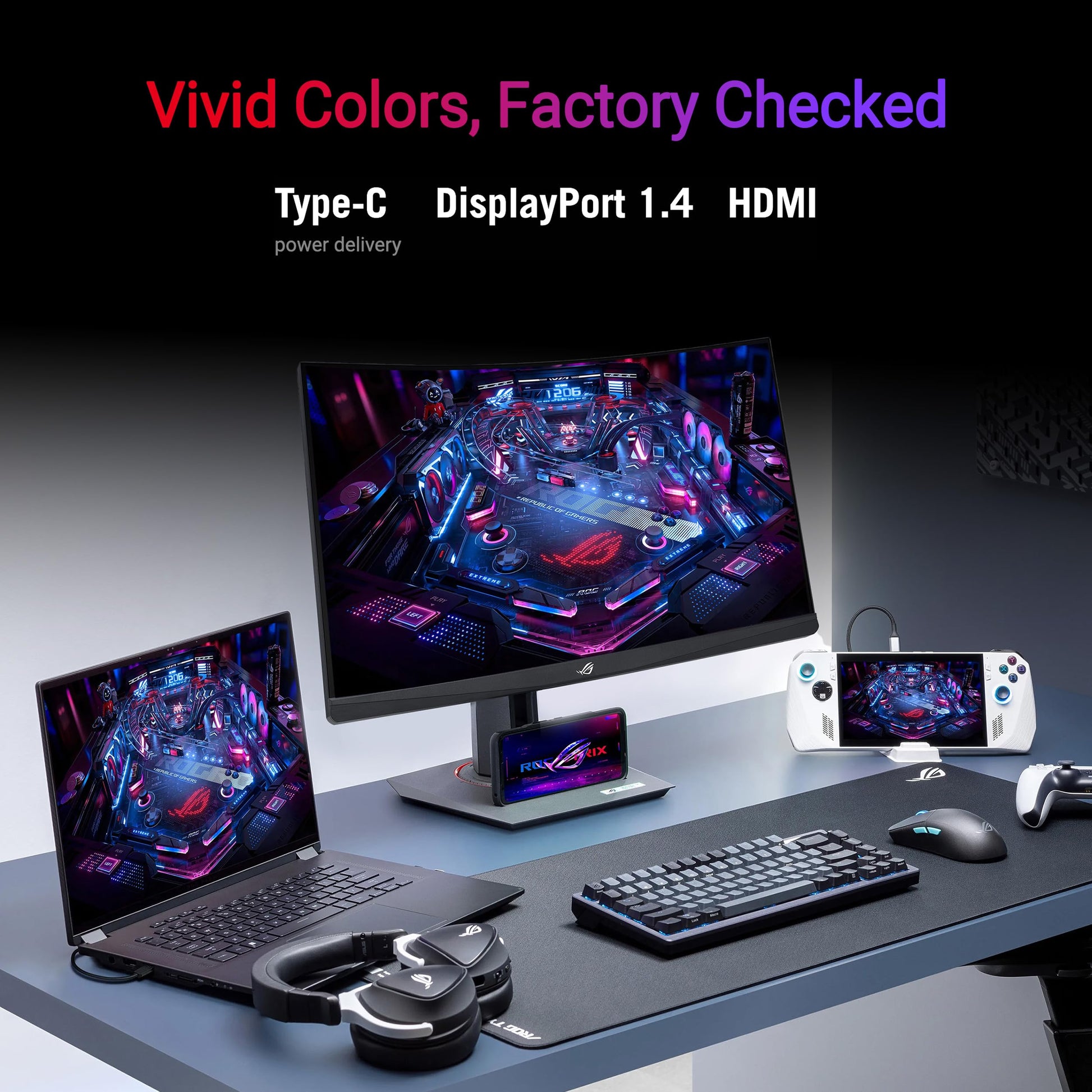 ASUS ROG Strix Monitor para juegos HDR curvo USB-C de 27 pulgadas 1440P (XG27WCMS) - QHD, 280Hz, 1ms, Fast VA, Extreme Low Motion Blur Sync, FreeSync Premium, DisplayWidget, Toma de trípode AI Gaming,