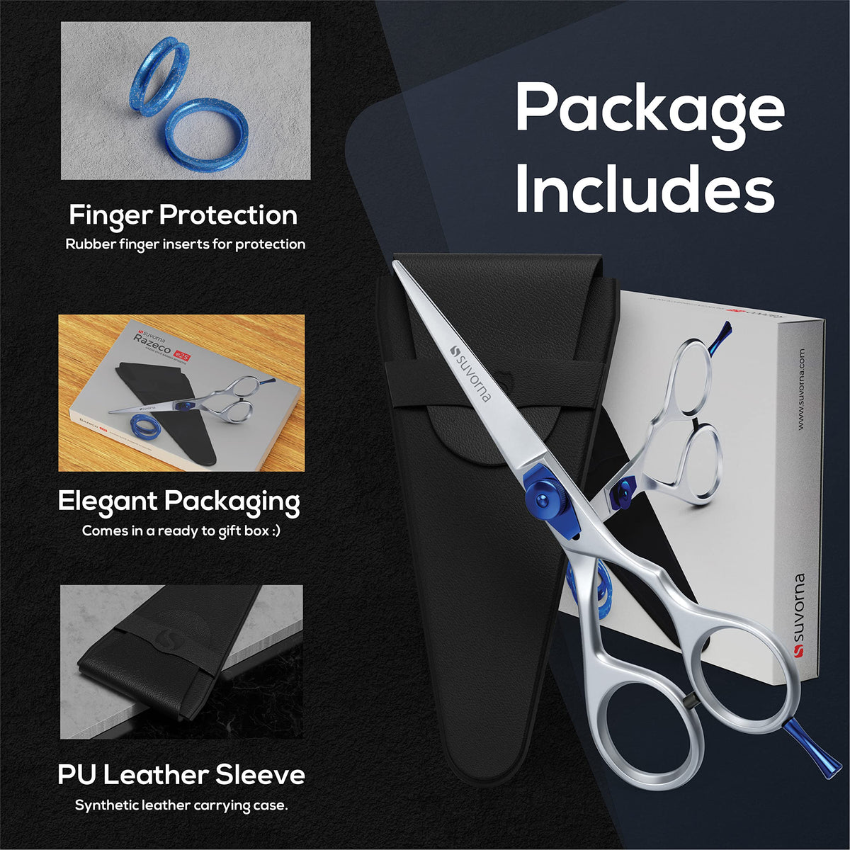 Tijeras de peluquero Suvorna de 5,5 pulgadas | tijeras de pelo profesionales | tijeras de corte de pelo para adultos | Tijeras para el cabello Mujeres y Hombres | Tijeras Para Cabello Profesional.