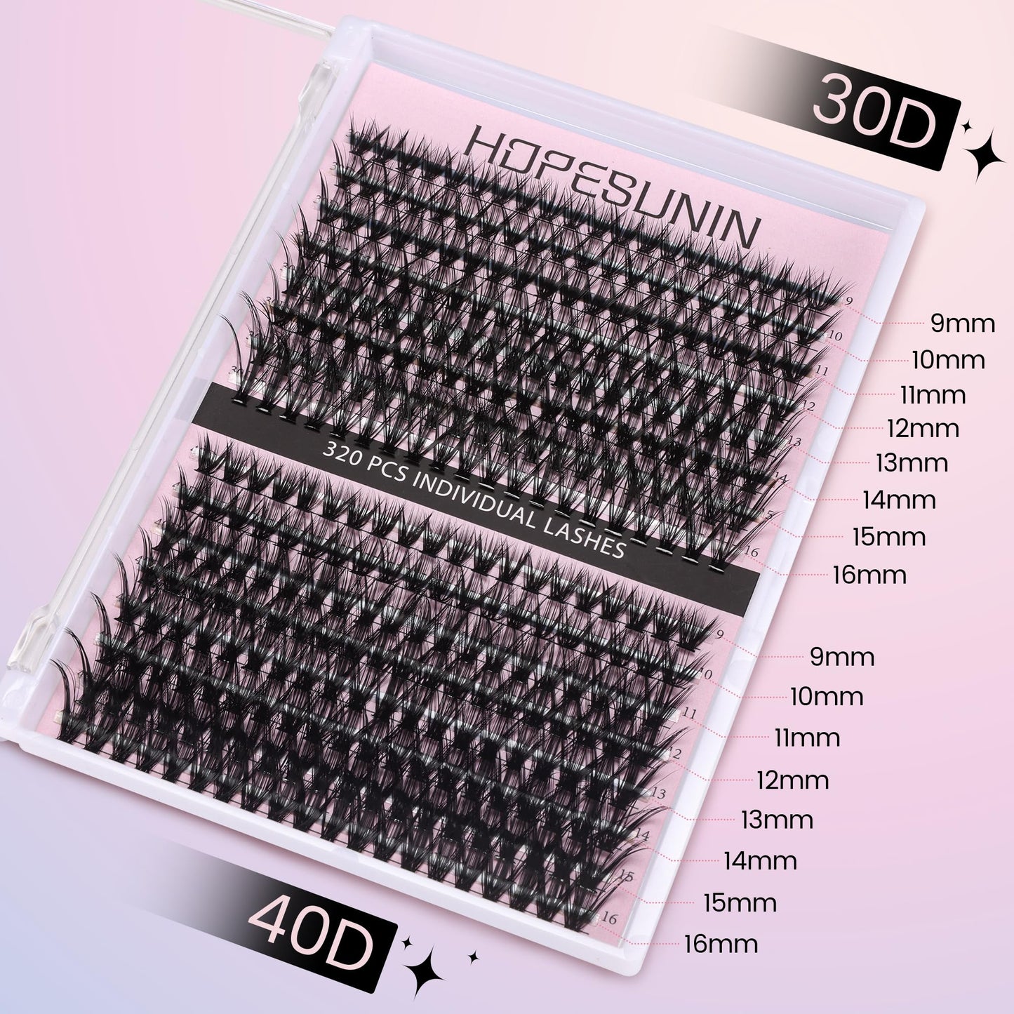 Kit De Extensión De Pestañas,Pestañas Postizas Kit Completo, Mezcla 30D 40D Con Unión Y Sellado De Pestañas De Sujeción Fuerte, Kit De Racimos De Pestañas Todo En 1 Con 320 Pestañas Individuales