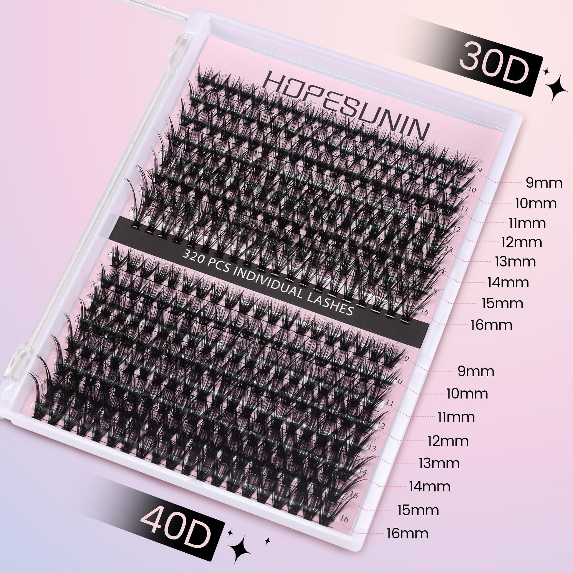 Kit De Extensión De Pestañas,Pestañas Postizas Kit Completo, Mezcla 30D 40D Con Unión Y Sellado De Pestañas De Sujeción Fuerte, Kit De Racimos De Pestañas Todo En 1 Con 320 Pestañas Individuales
