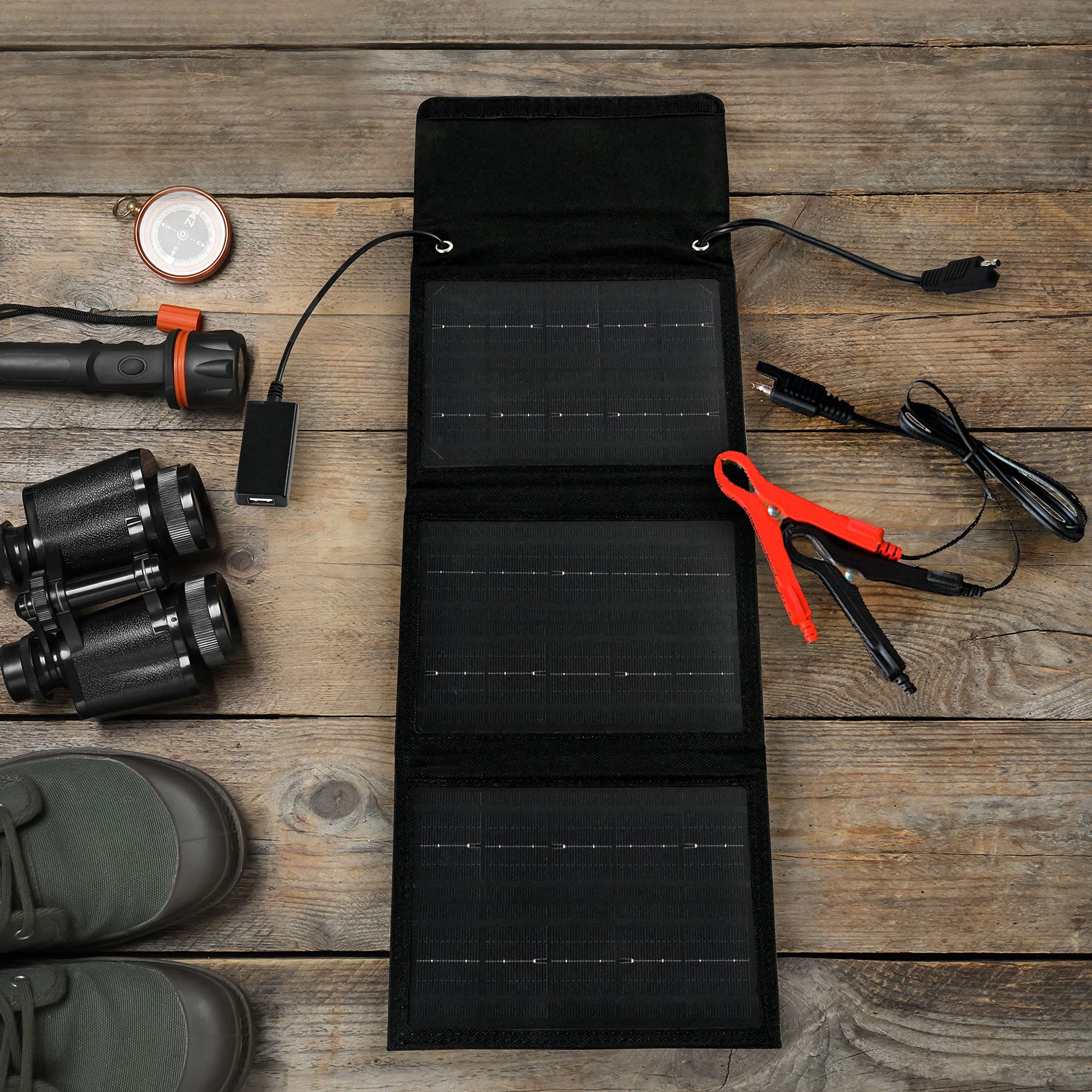 Schumacher Cargador de batería Solar portátil eléctrico, SA1658, 8 vatios, 12 voltios, para Coche, Motocicleta y baterías Deportivas de Potencia, Resistente al Agua, Puerto USB de 1.7 amperios