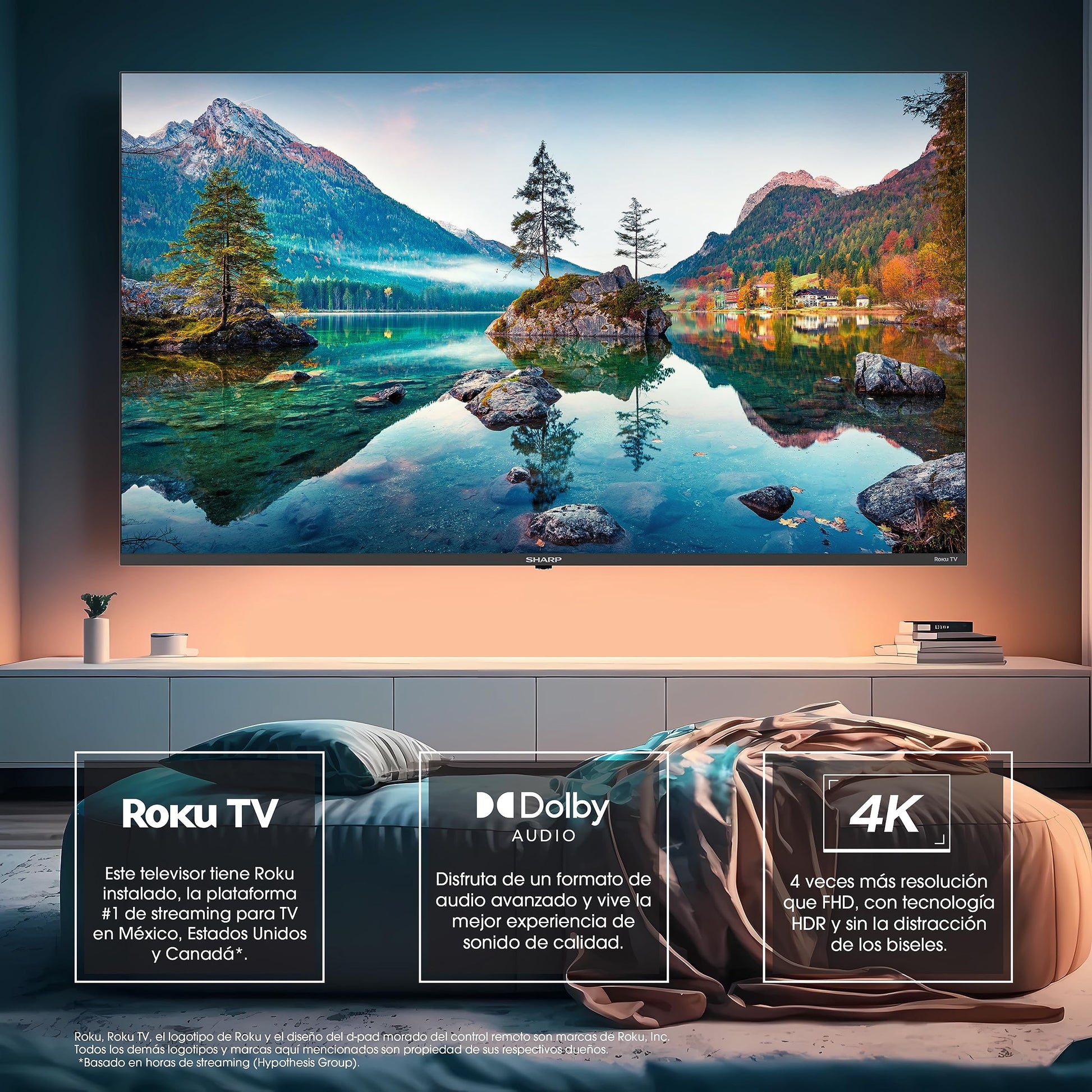 Sharp 4K Smart LED TV de 65" - Roku TV con WiFi