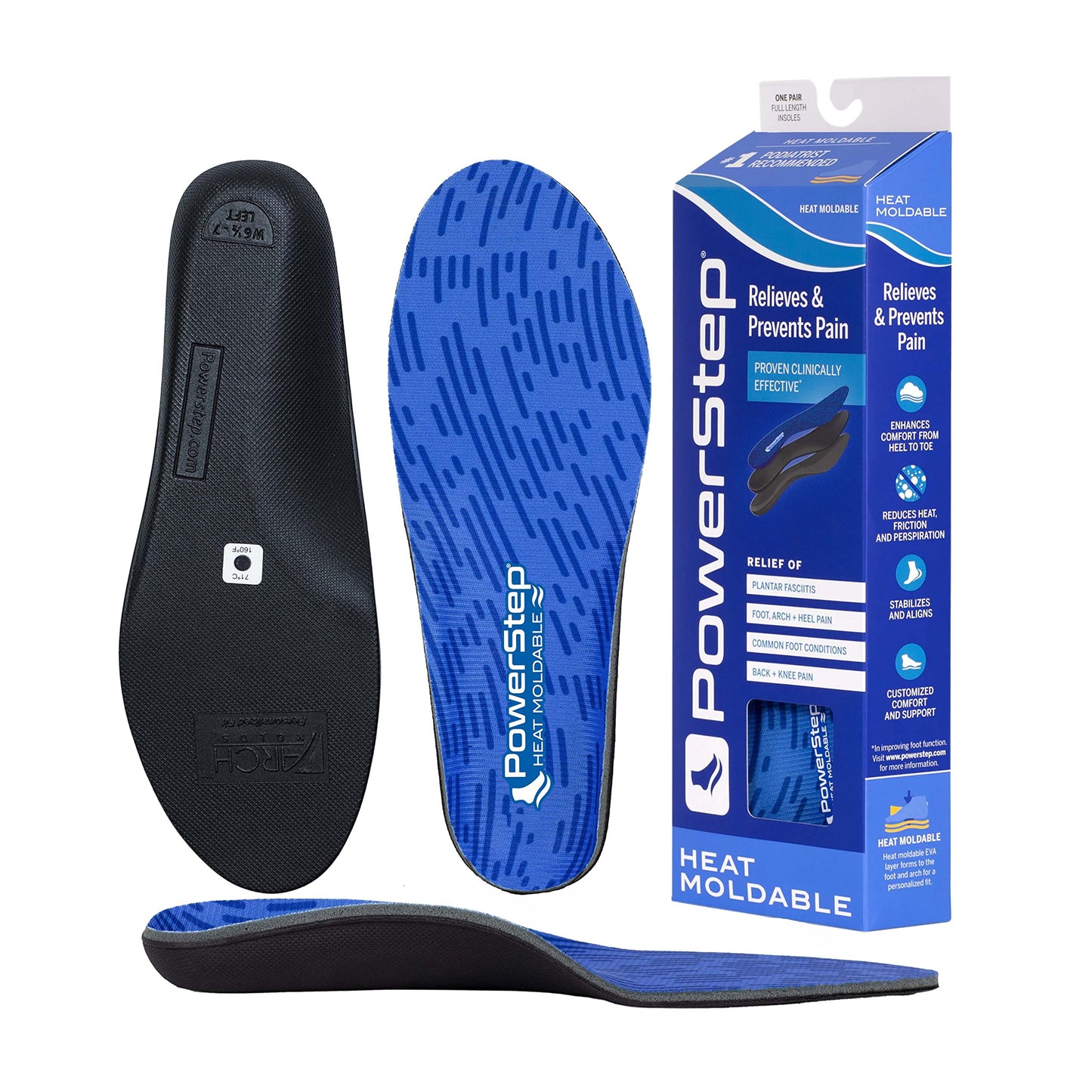 Plantillas Ortopédicas Powerstep Azul Archmold Maximum para Mujer y Hombre