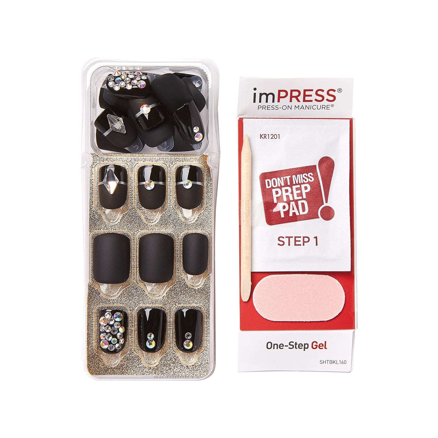 KISS imPRESS - Kit de manicura de colección Couture de uñas a presión, "Lavish", adhesivo patentado superagarre, 30 uñas postizas con 12 uñas decorativas