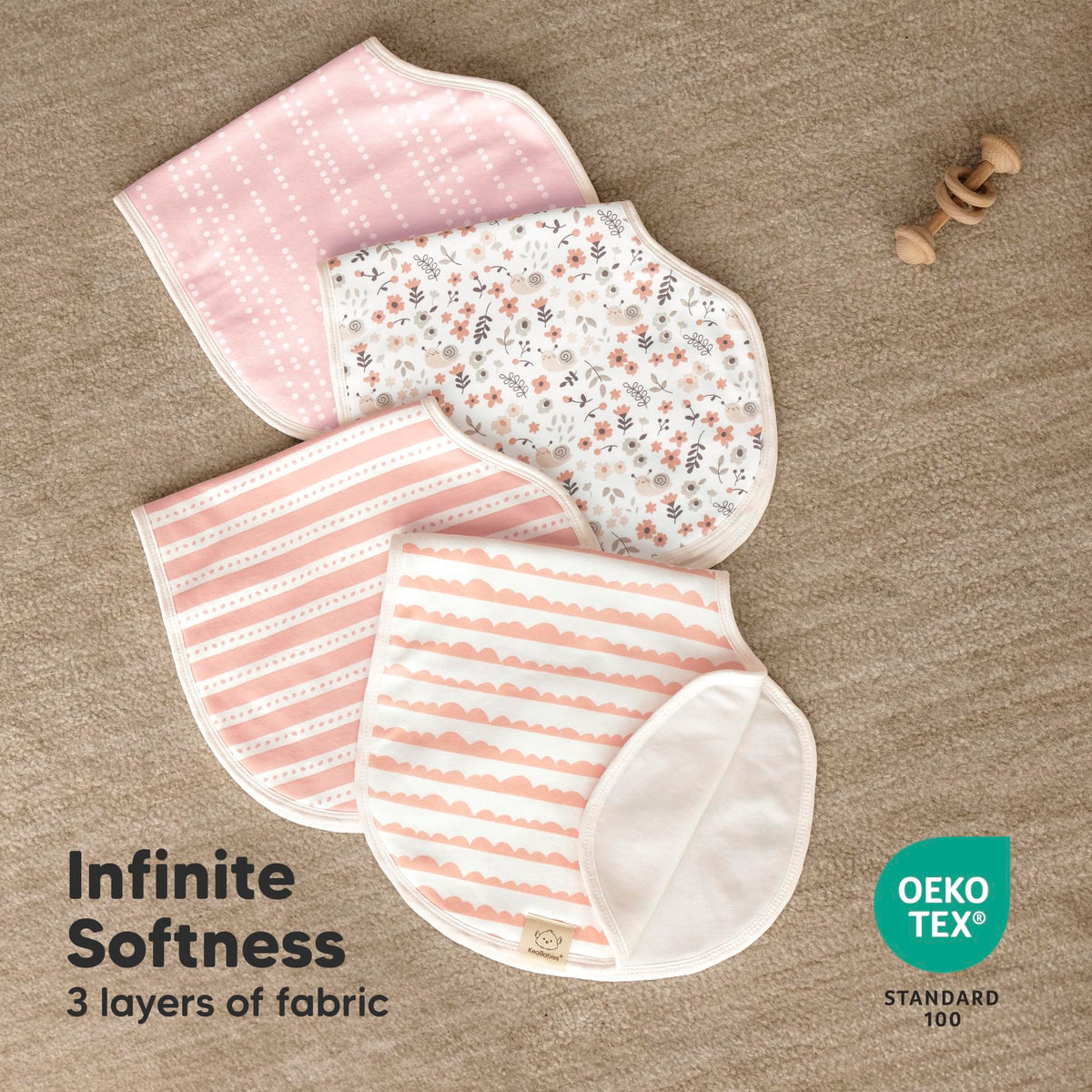 KeaBabies - 4 paños para eructos para bebé niña, niño, algodón orgánico