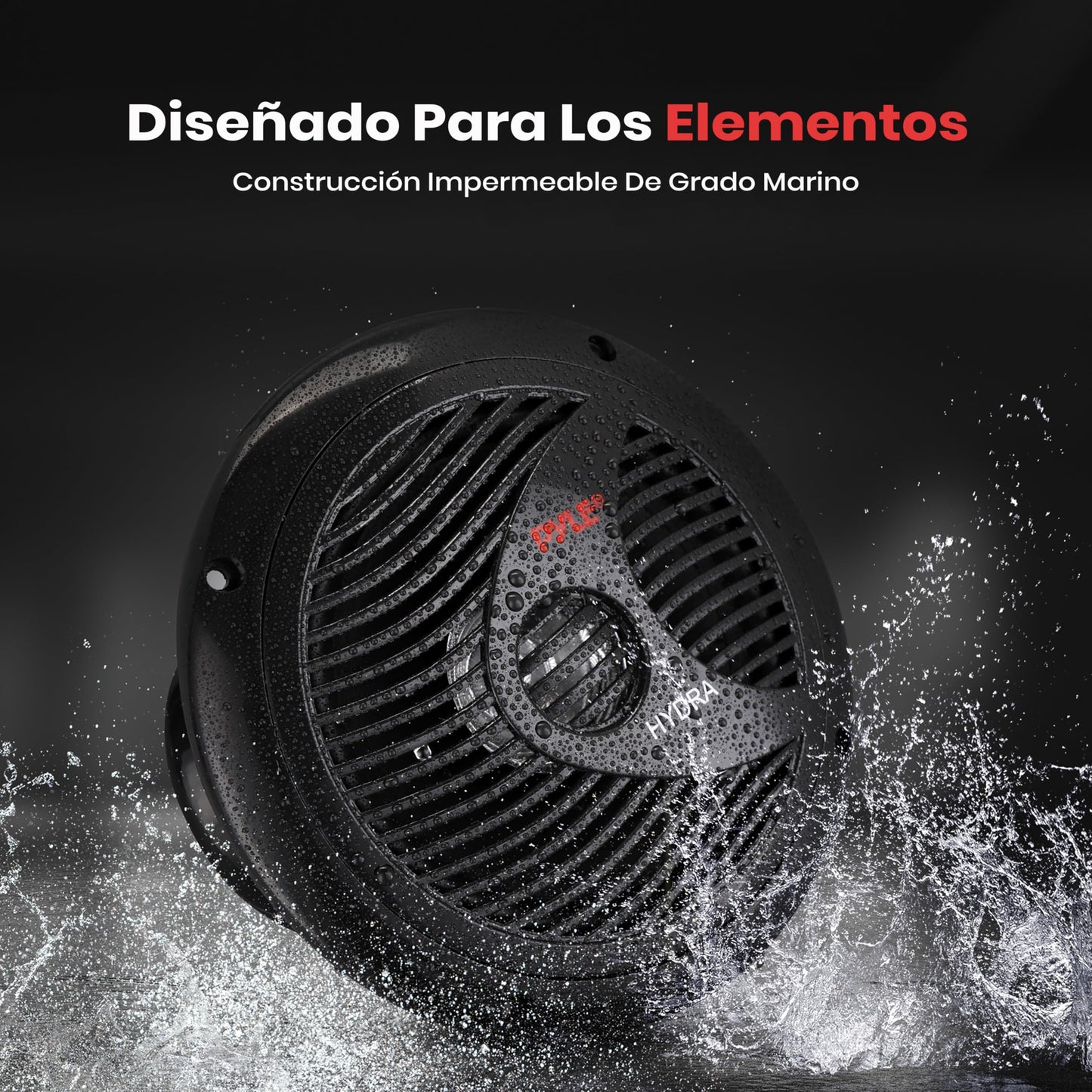 Pyle bocinas marinas dobles de 6.5 pulgadas. Sistema de sonido estéreo para exteriores resistente al agua. 2 vías. Potencia 150 watts. 1 par. Negro