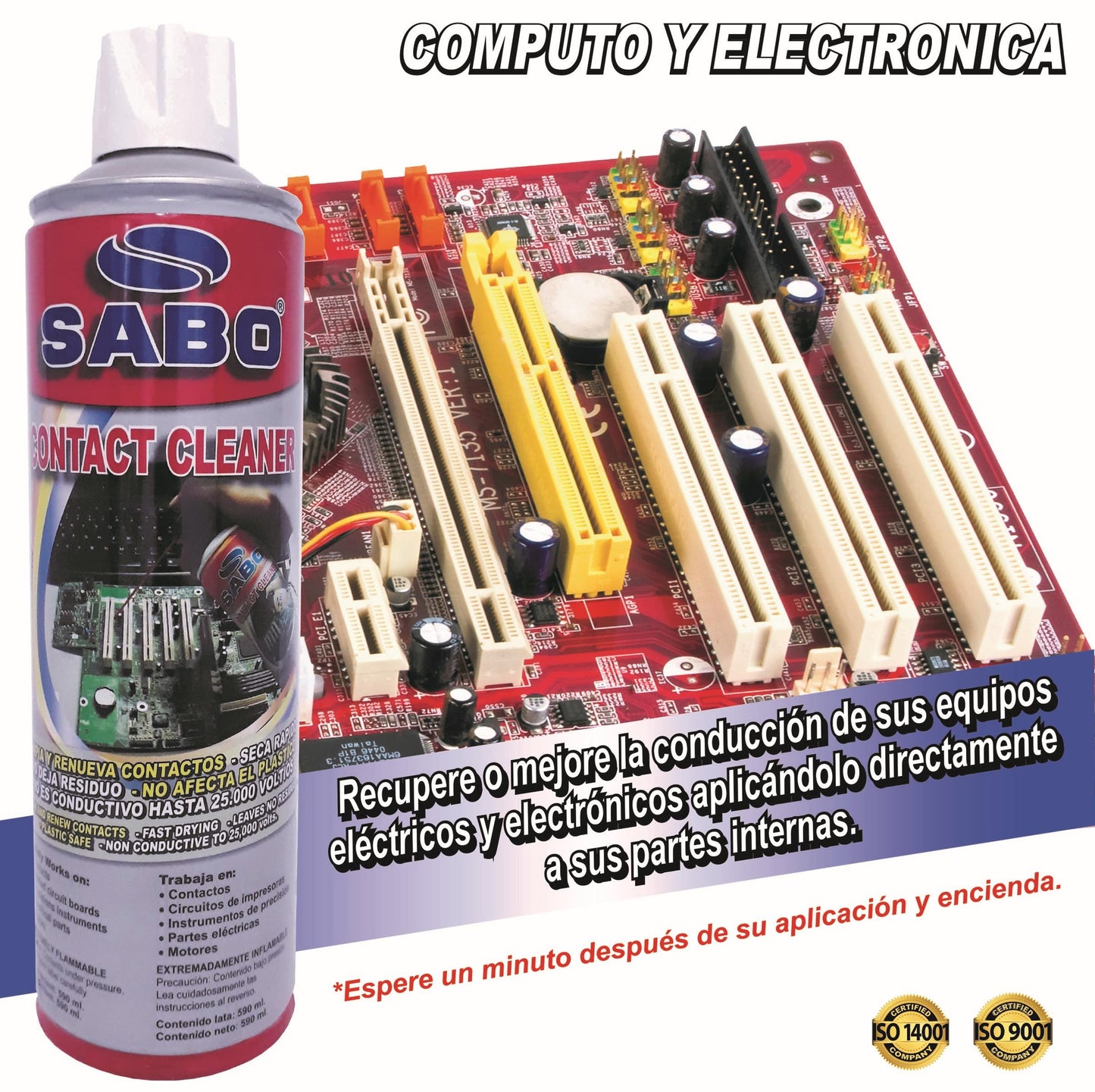 Limpiador de Contactos CONTACT CLEANER Lata 590ML Incluye Popotillo. Limpiador de partes eléctricas Limpiador dieléctrico. Limpiador multiusos tarjetas electrónicos Retira grasa y suciedad. Lata Spray