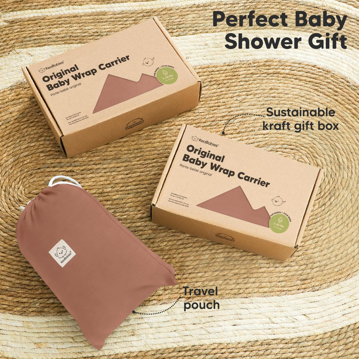 KeaBabies Portabebés Envoltura - Todo en 1 Portabebés Original para Bebé de Recién Nacido a Niño Pequeño, Fácil de Usar, Vinculación sin Manos, Ligero, Transpirable (Terracota)