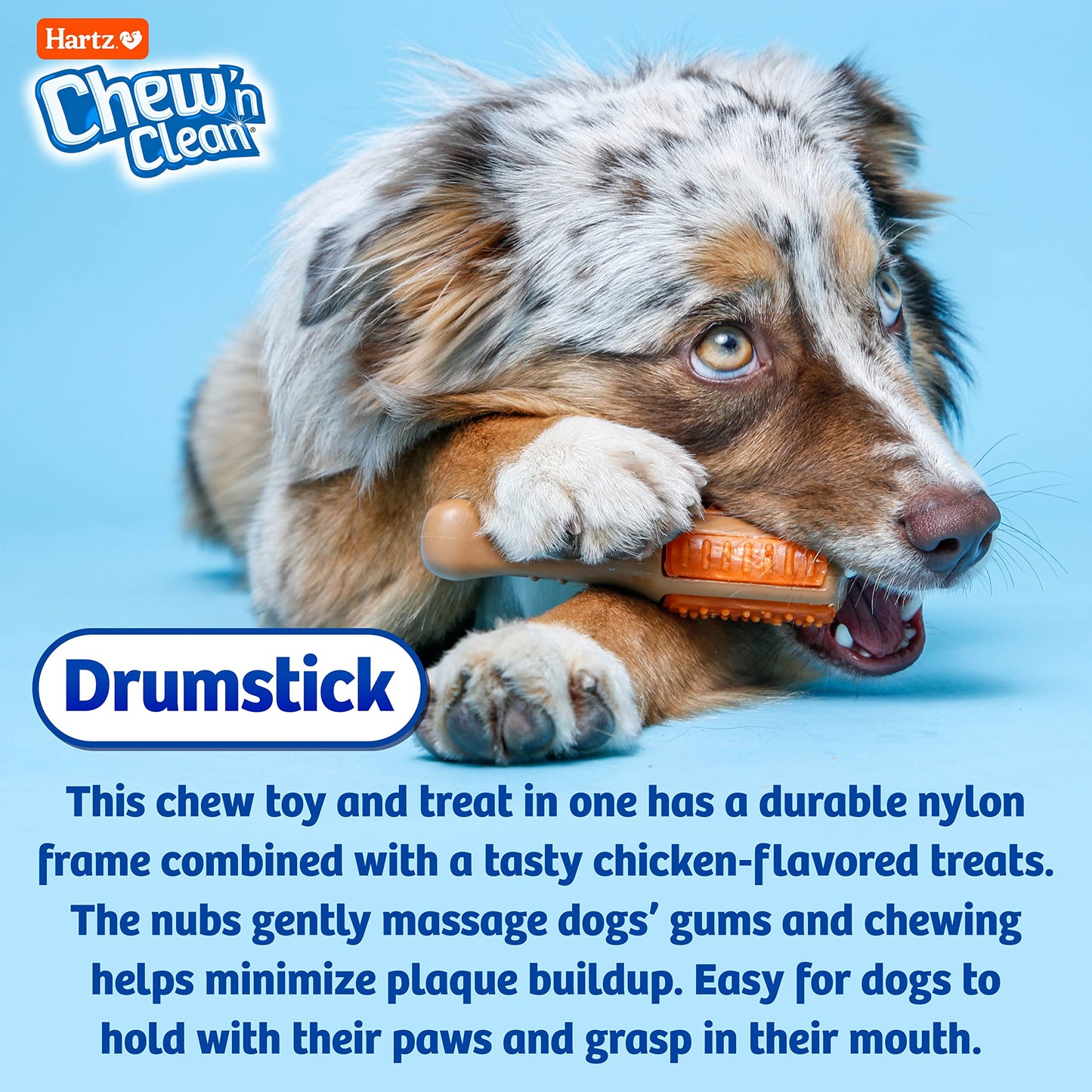 Hartz Chew 'n Clean Chew Toy and Treat en un baqueta de Pollo con Sabor a Barra, pequeño