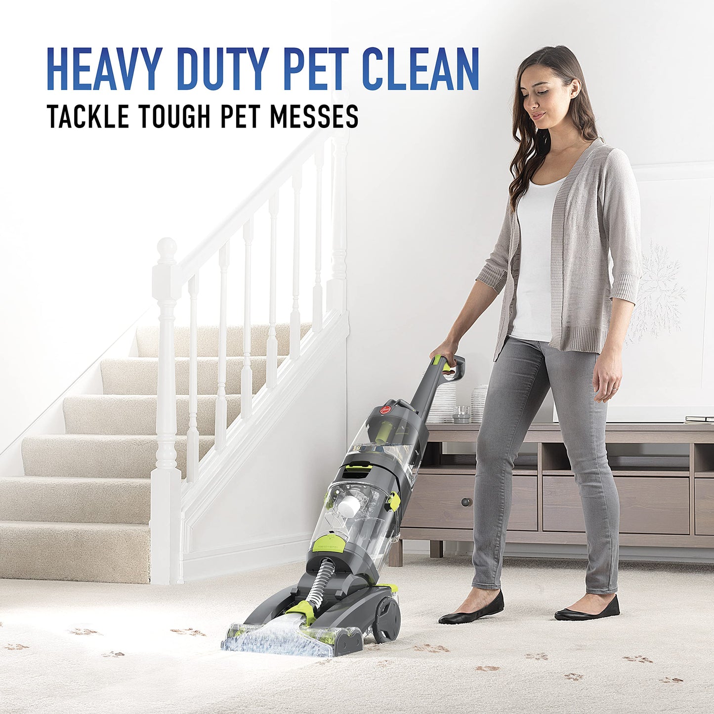 Hoover Pro Clean - Máquina limpiadora de alfombras Vertical para Mascotas, máquina de champú para alfombras para el hogar y Mascotas, combina con una solución portátil hogar Brillante y