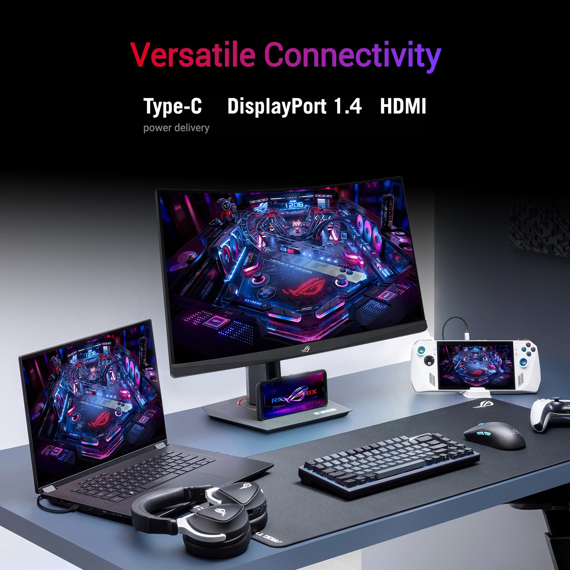 ASUS Monitor Gamer ROG Strix XG27WCS USB Type-C: 27 Pulgadas, 2560 x 1440, Curvo, 180 Hz, 1 ms (GTG), VA rápido, Extreme Low Motion Blur Sync