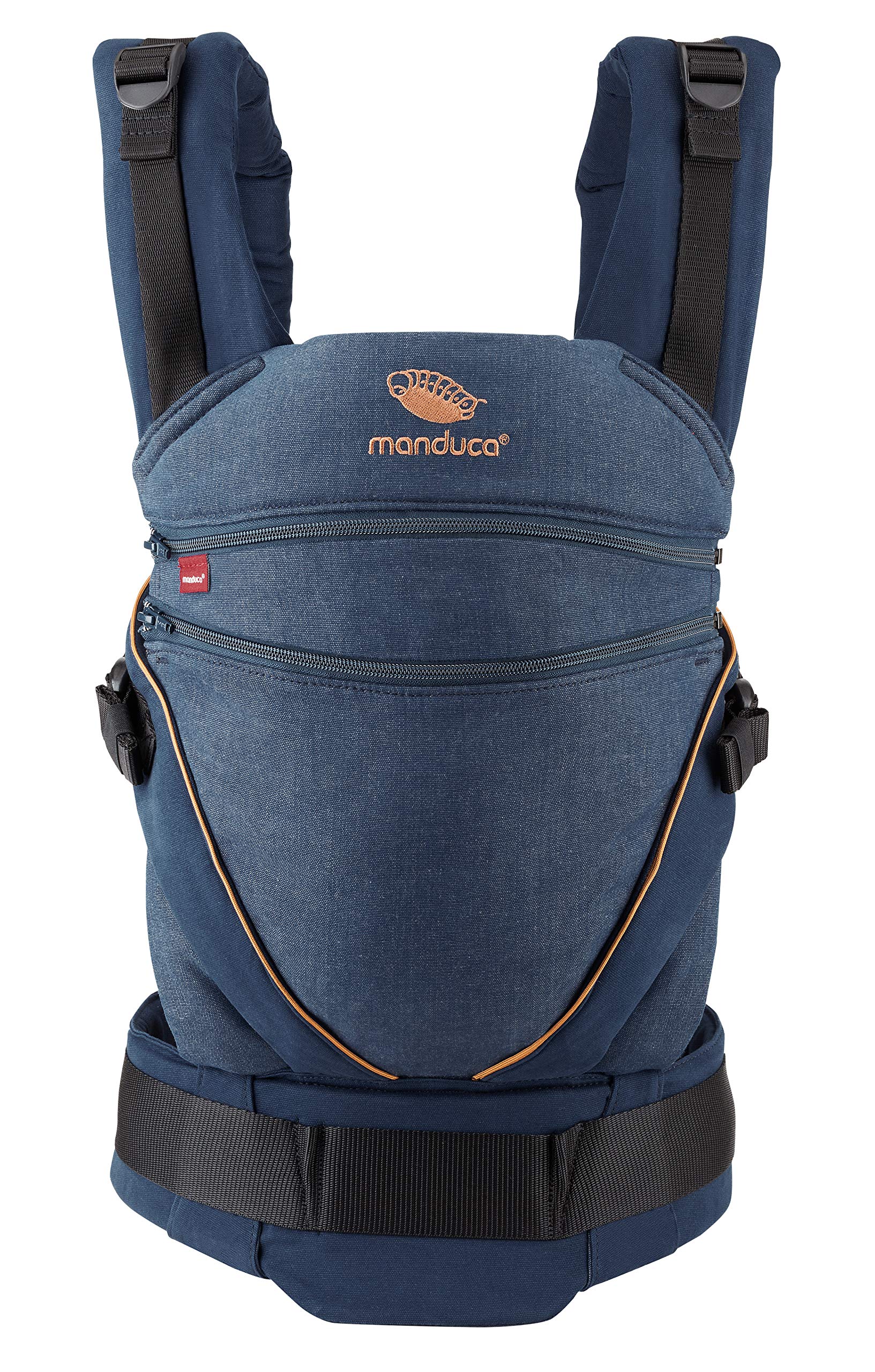 Manduca XT, portabebés con asiento ajustable, 3 posiciones de transporte (delantero, cadera y espalda), sin necesidad de inserciones para bebés, algodón orgánico, crece con tu bebé (3,5-20 kg), DenimBlue, XT Cotton