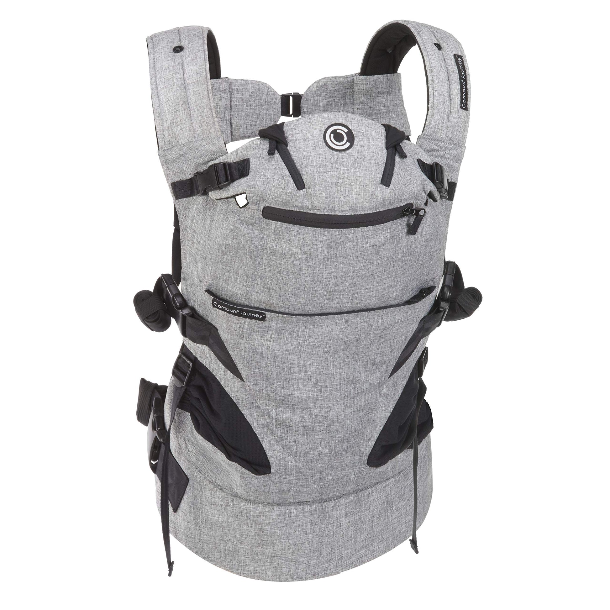 Contours Portabebés de recién nacido a niños pequeños | Journey 5 posiciones convertible fácil de usar con bolsillos para hombres y mujeres, cara en, cara hacia fuera, parte delantera, espalda y