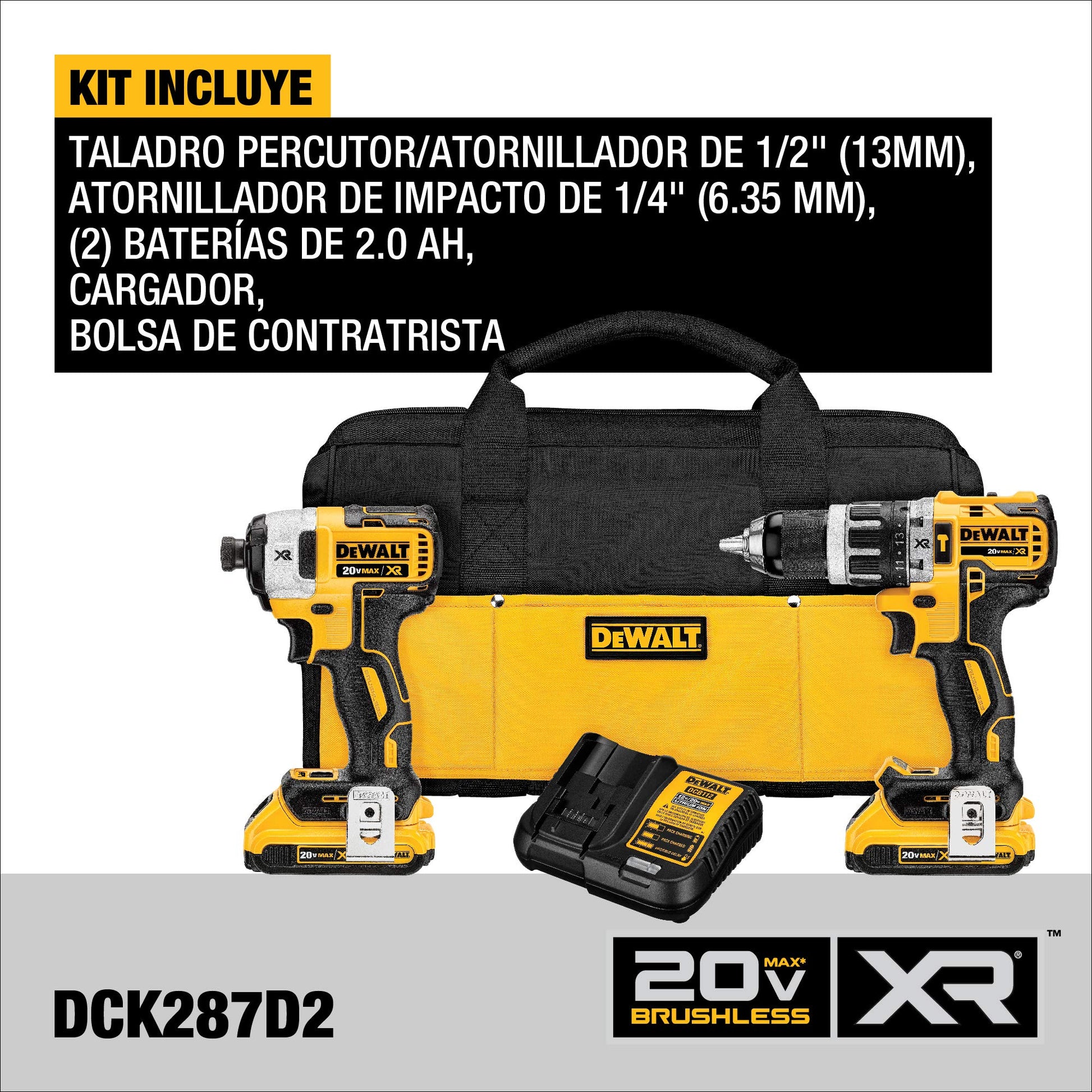 DEWALT DCK287D2-B3 Combo Rotomartillo + Llave de Impacto Brushless
