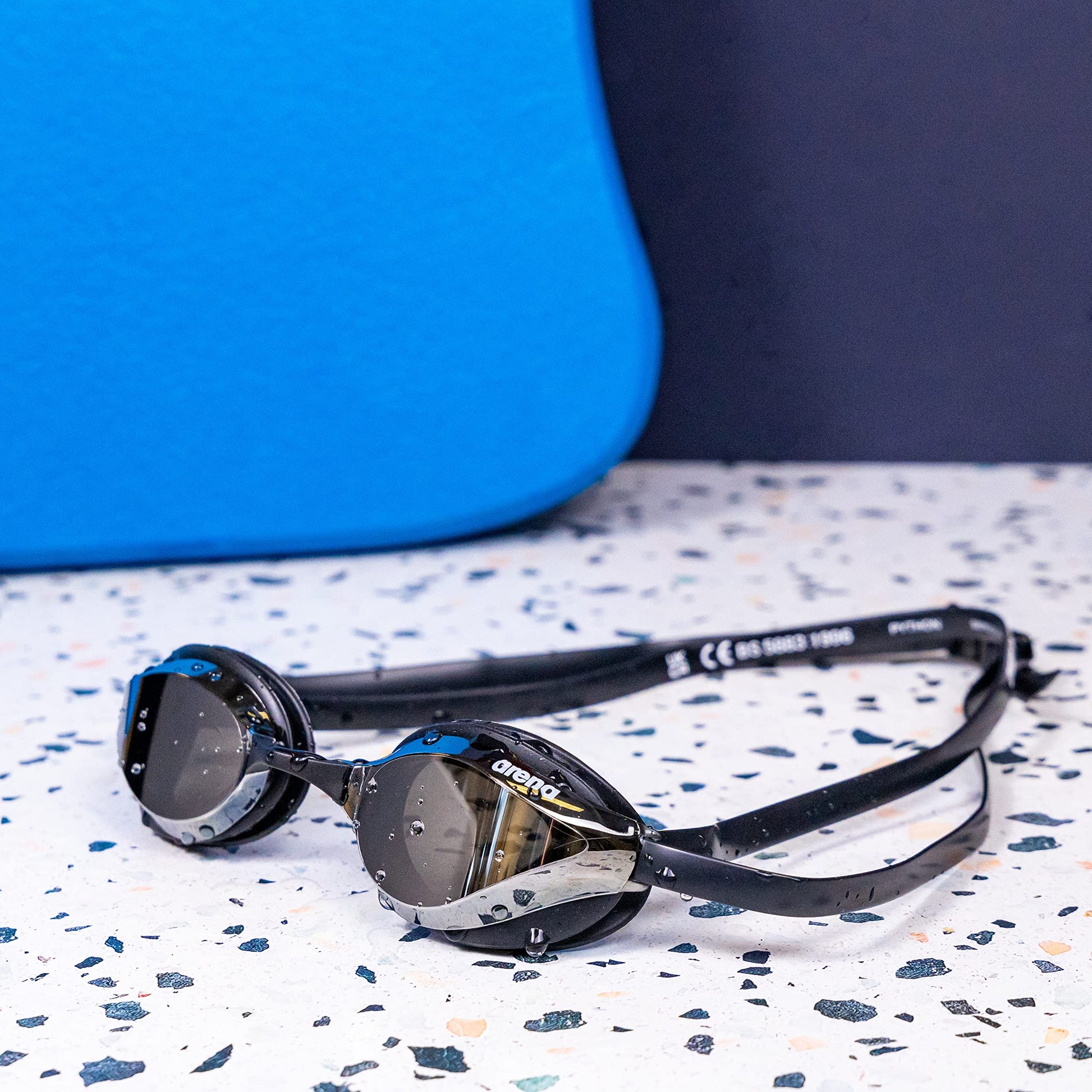 Arena Goggles Natación Python Mirror única, Negro/ Plata