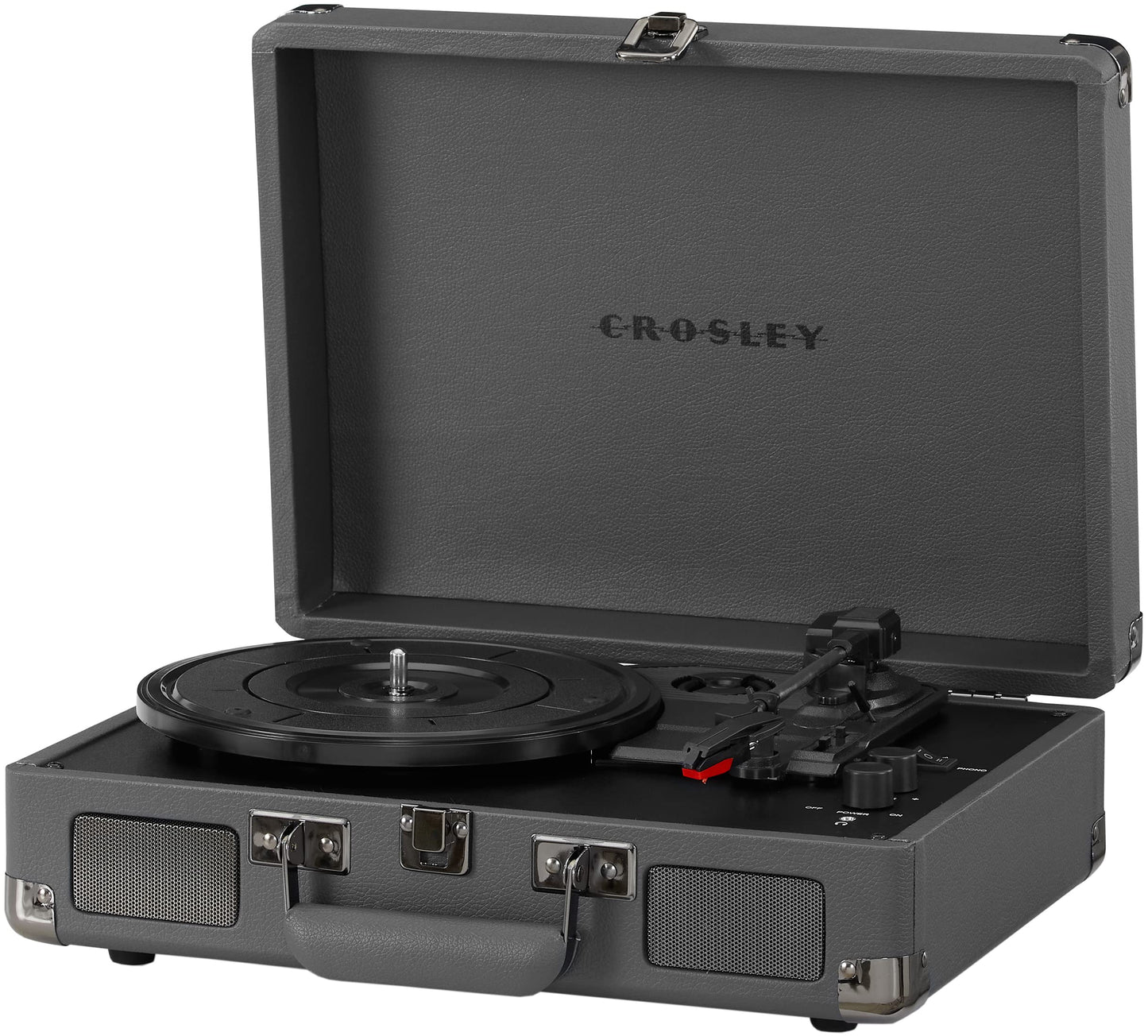 Crosley CR8005F-SG Cruiser Plus Vintage 3-Speed Bluetooth in/out Suitcase Turntable, Slate