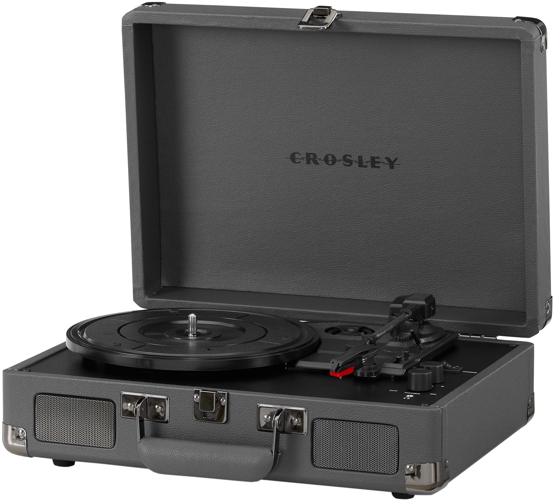 Crosley CR8005F-SG Cruiser Plus Vintage 3-Speed Bluetooth in/out Suitcase Turntable, Slate