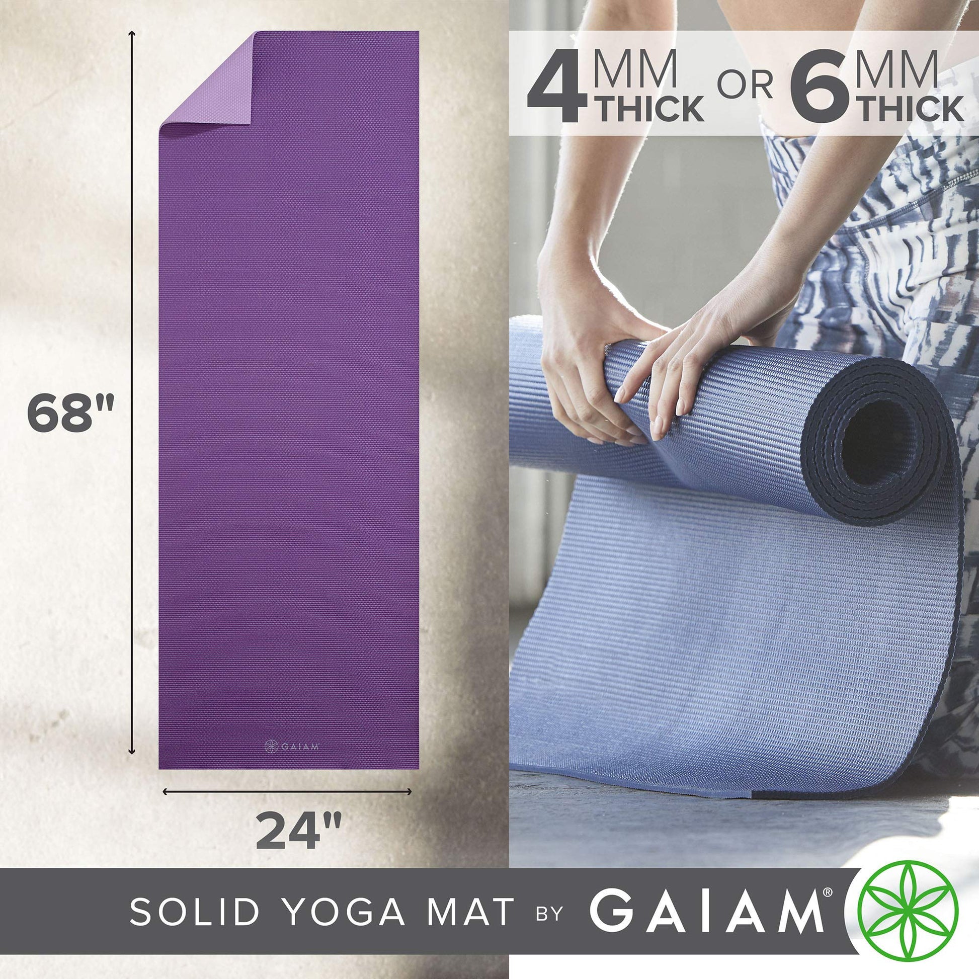 Gaiam Tapete de yoga de dos caras, liso, Cerezo/Jalea, 68-Inch x 24-Inch x 5mm