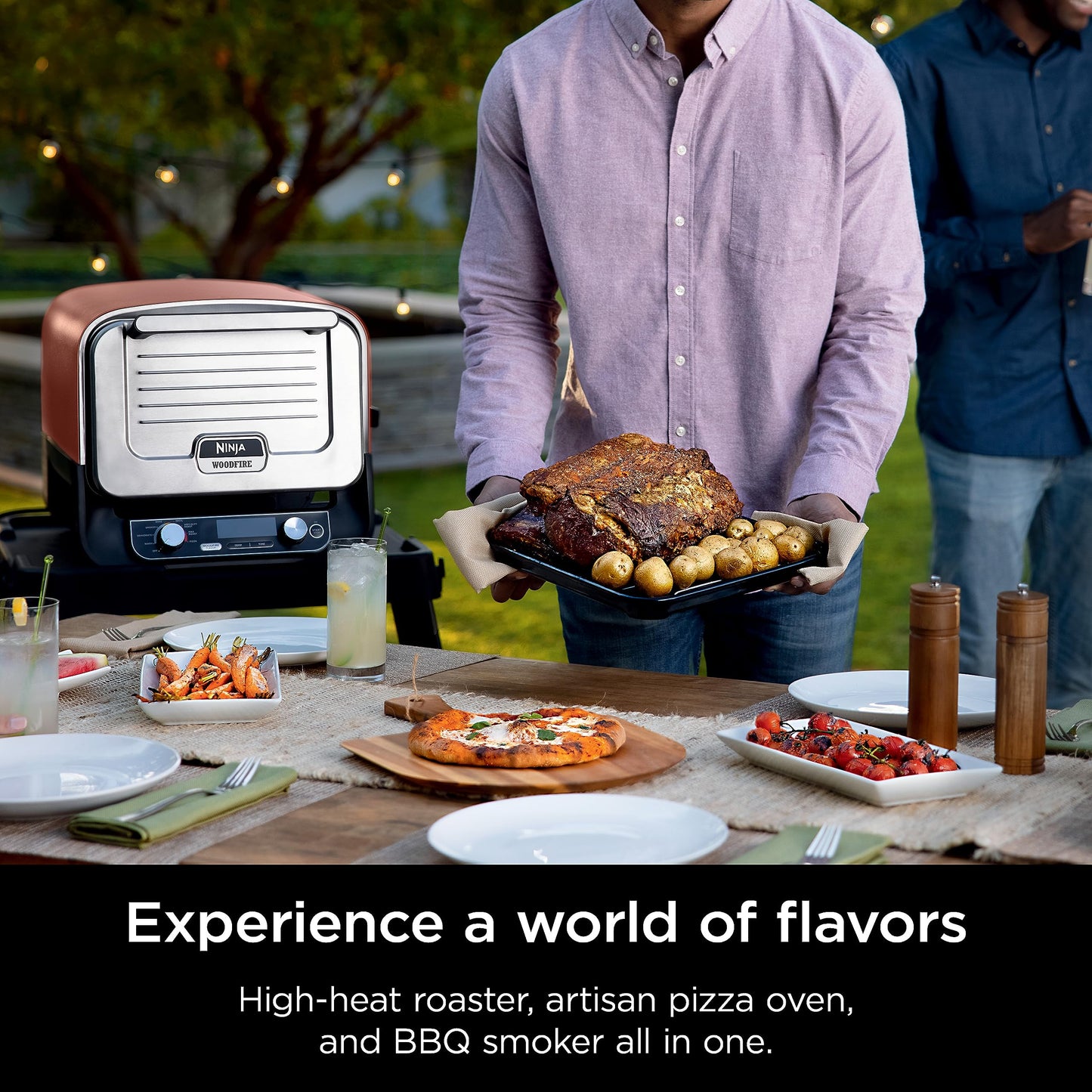 Horno de Pizza Exterior Ninja Rojo Terracota 8 en 1 con Tecnología Woodfire y Ahumador de Barbacoa