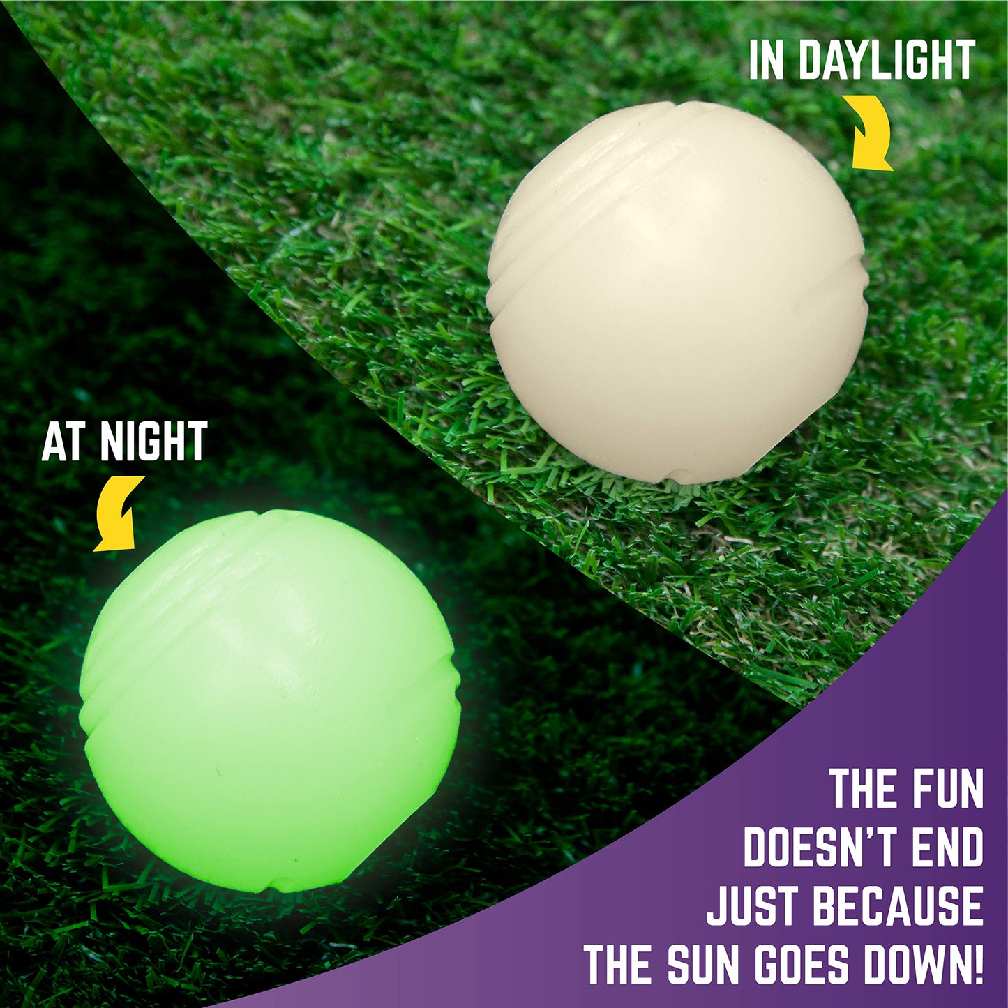 Chew King Ball, 2 Piece Glowing Fetch Ball, Dog Ball Toys, Fits Ball Launcher