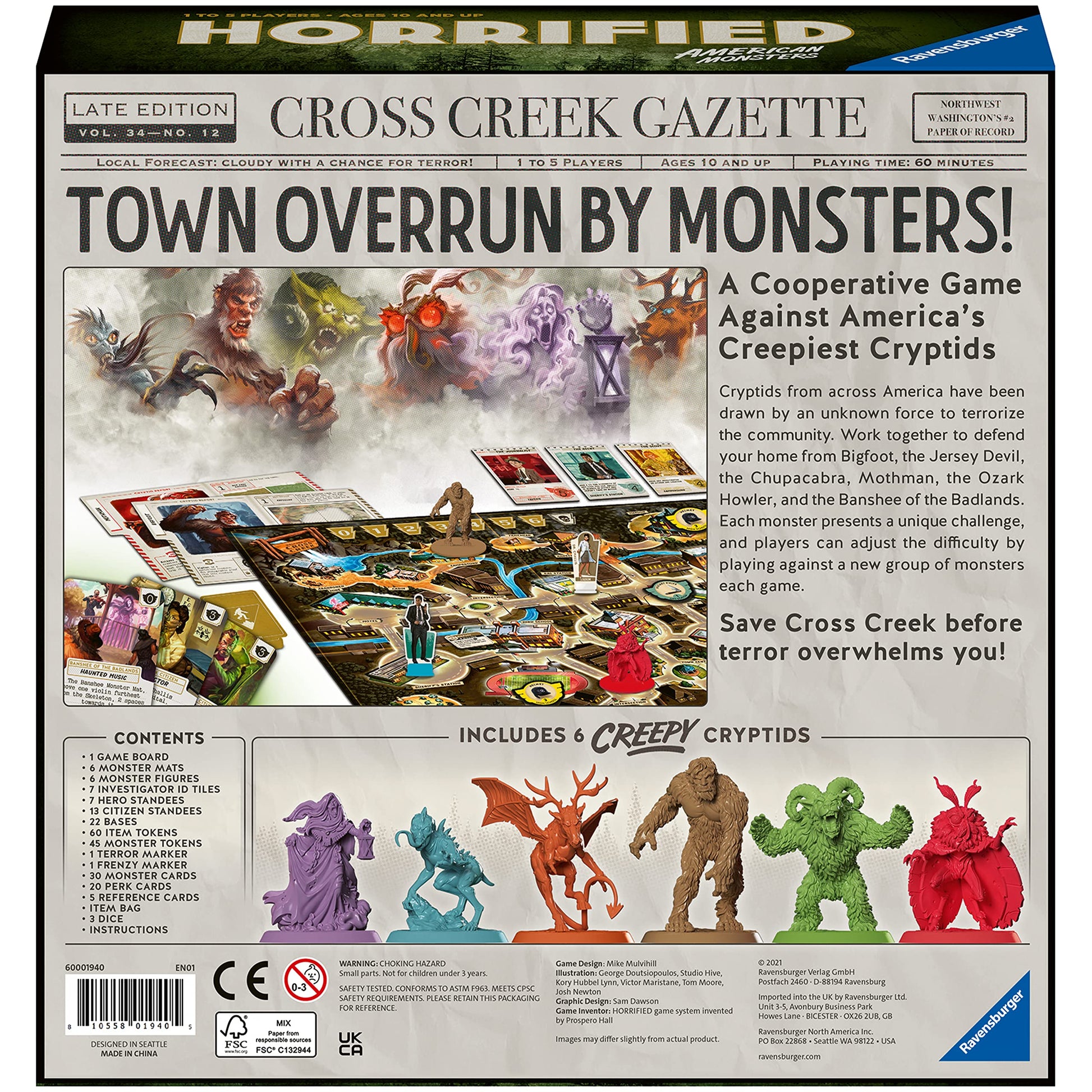 Juego de Mesa Ravensburger Horrified American Monsters Atractivo y Escalable