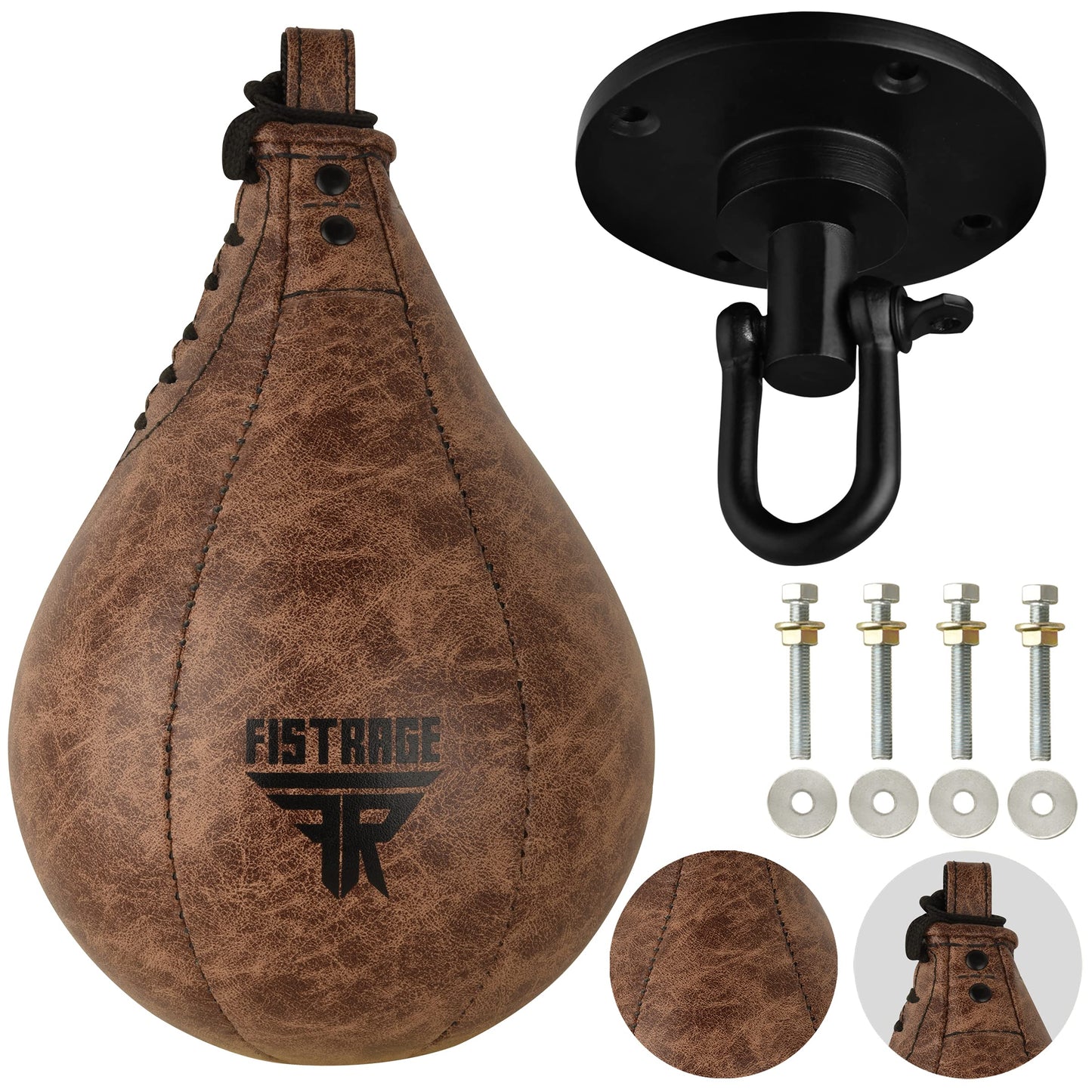 Bolsa de Boxeo Fistrage Negro con Kit de Entrenamiento Giratorio para MMA Muay Thai