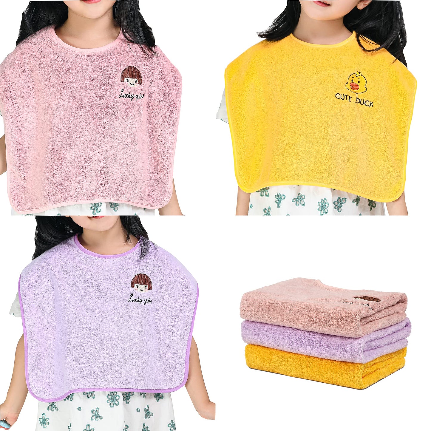 RAXIFU - Paquete de 3 baberos para bebés para niñas o niños, baberos para alimentación