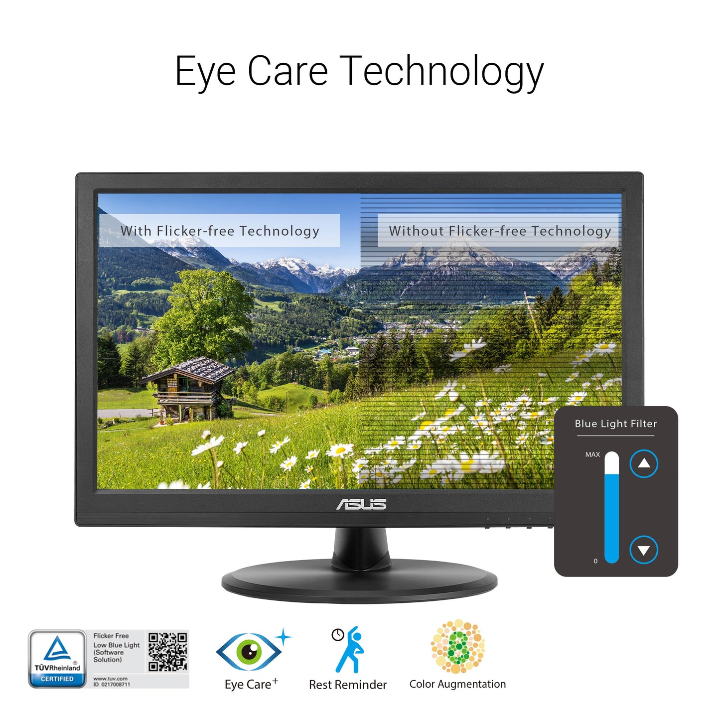 ASUS Monitor táctil 1080P de 15.6" (VT169HE) - Full HD, visualización táctil de 10 puntos, IPS, amplio ángulo de visión, sin marco, cuidado de los ojos, sin parpadeo, luz azul baja, HDMI, cumplimiento