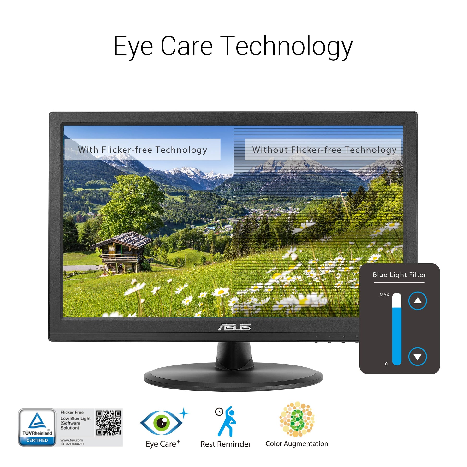 ASUS Monitor táctil 1080P de 15.6" (VT169HE) - Full HD, visualización táctil de 10 puntos, IPS, amplio ángulo de visión, sin marco, cuidado de los ojos, sin parpadeo, luz azul baja, HDMI, cumplimiento