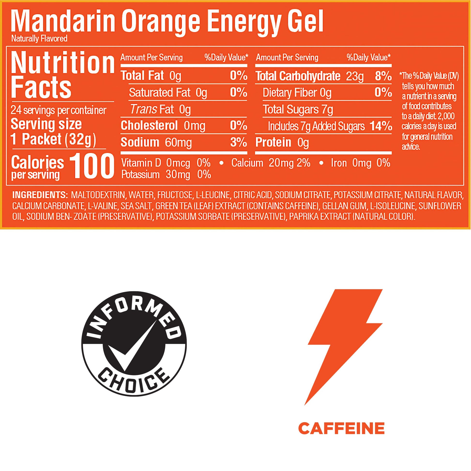 GU Energy Labs Original, Gel Energético de Nutrición Deportiva, Mandarina, Caja de 24 Piezas