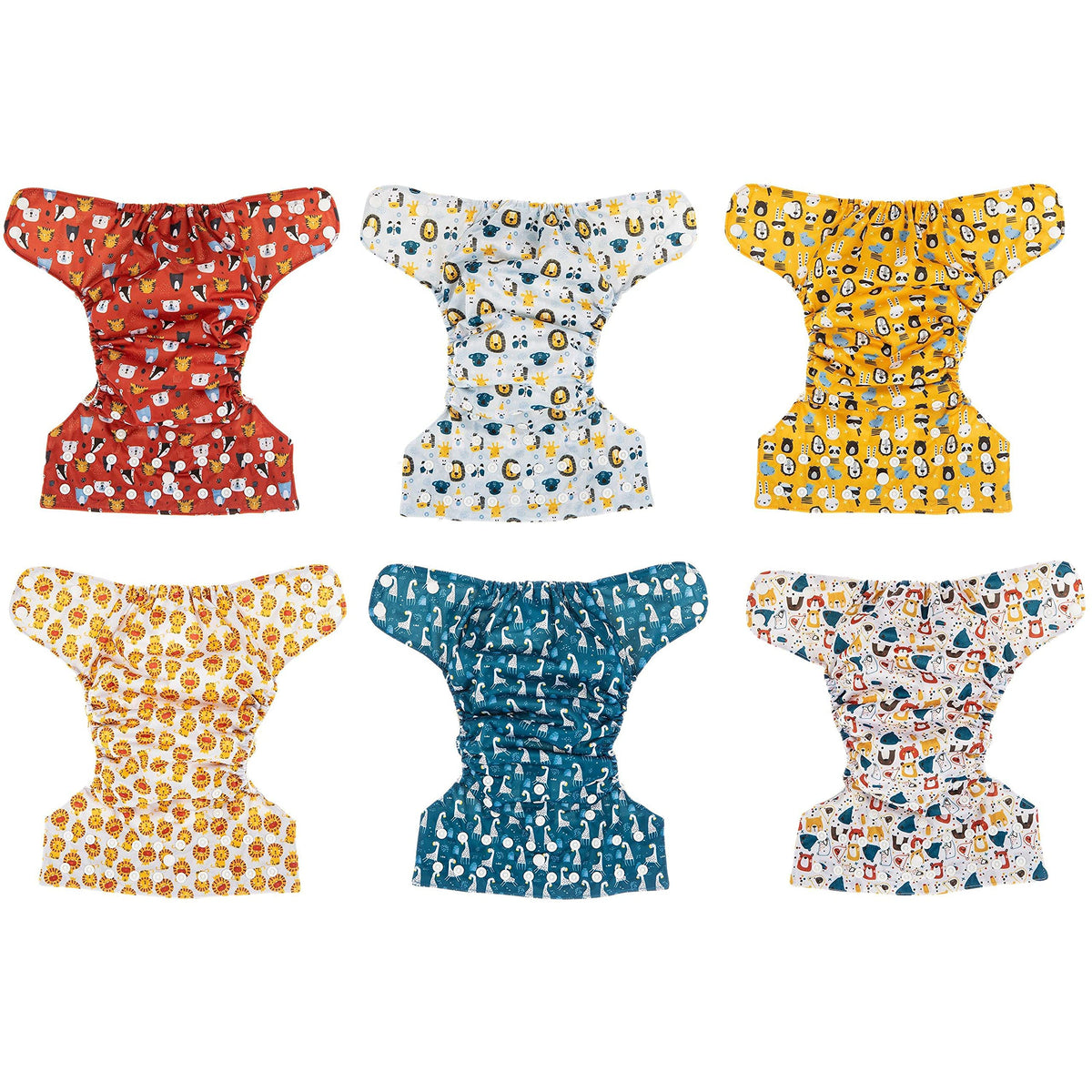 Simple Being - Pañales de tela reutilizables, doble fuelle, talla única, lavable, suave absorbente, cubierta impermeable, respetuoso con el medio ambiente, unisex, bebé niña, niño, seis inserciones de