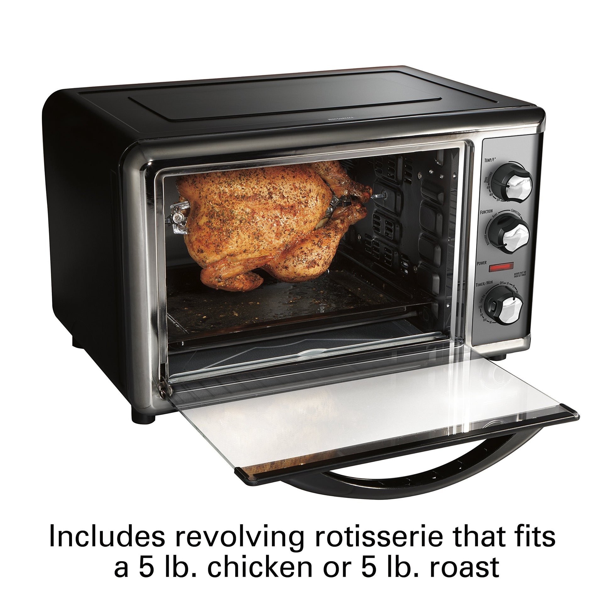 Hamilton Beach 31107D - Horno tostador de convección con asador, extragrande, negro e inoxidable