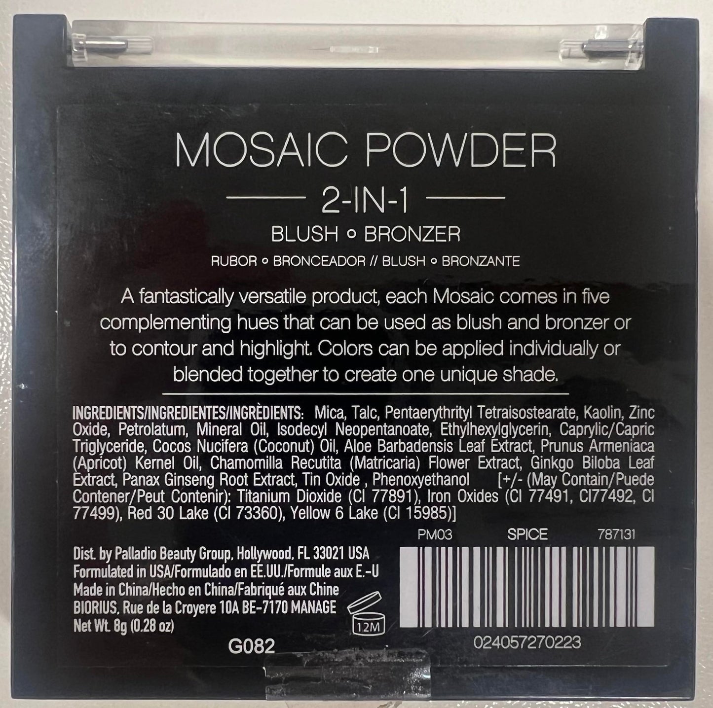 Rubor y Bronceador Palladio Mosaic Spice Maquillaje Facial Suave y Sedoso en Polvo Prensado