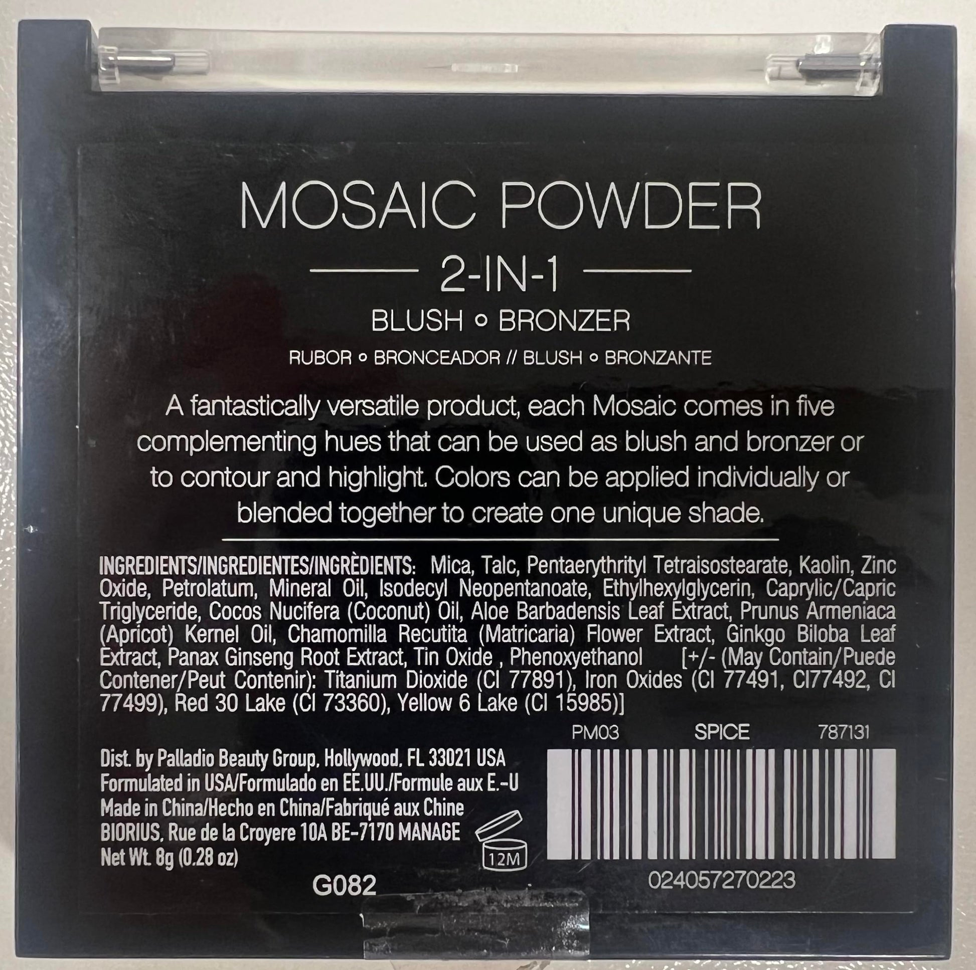 Rubor y Bronceador Palladio Mosaic Spice Maquillaje Facial Suave y Sedoso en Polvo Prensado