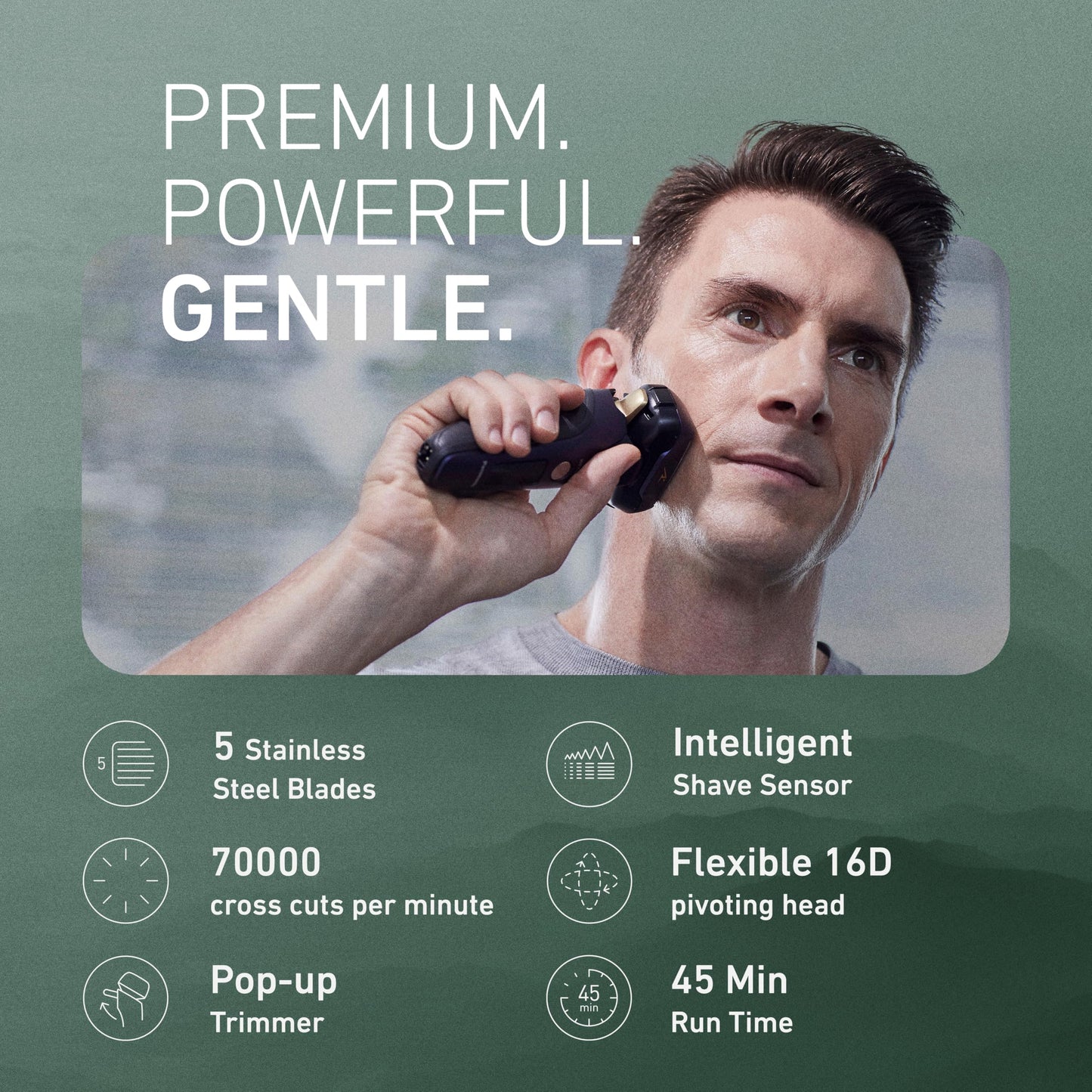 Panasonic ARC5 - Maquinilla de afeitar eléctrica para hombres con recortadora emergente, afeitadora eléctrica de 5 hojas con sensor de afeitado inteligente y cabezal pivotante flexible 16D - ES-ALV6HA