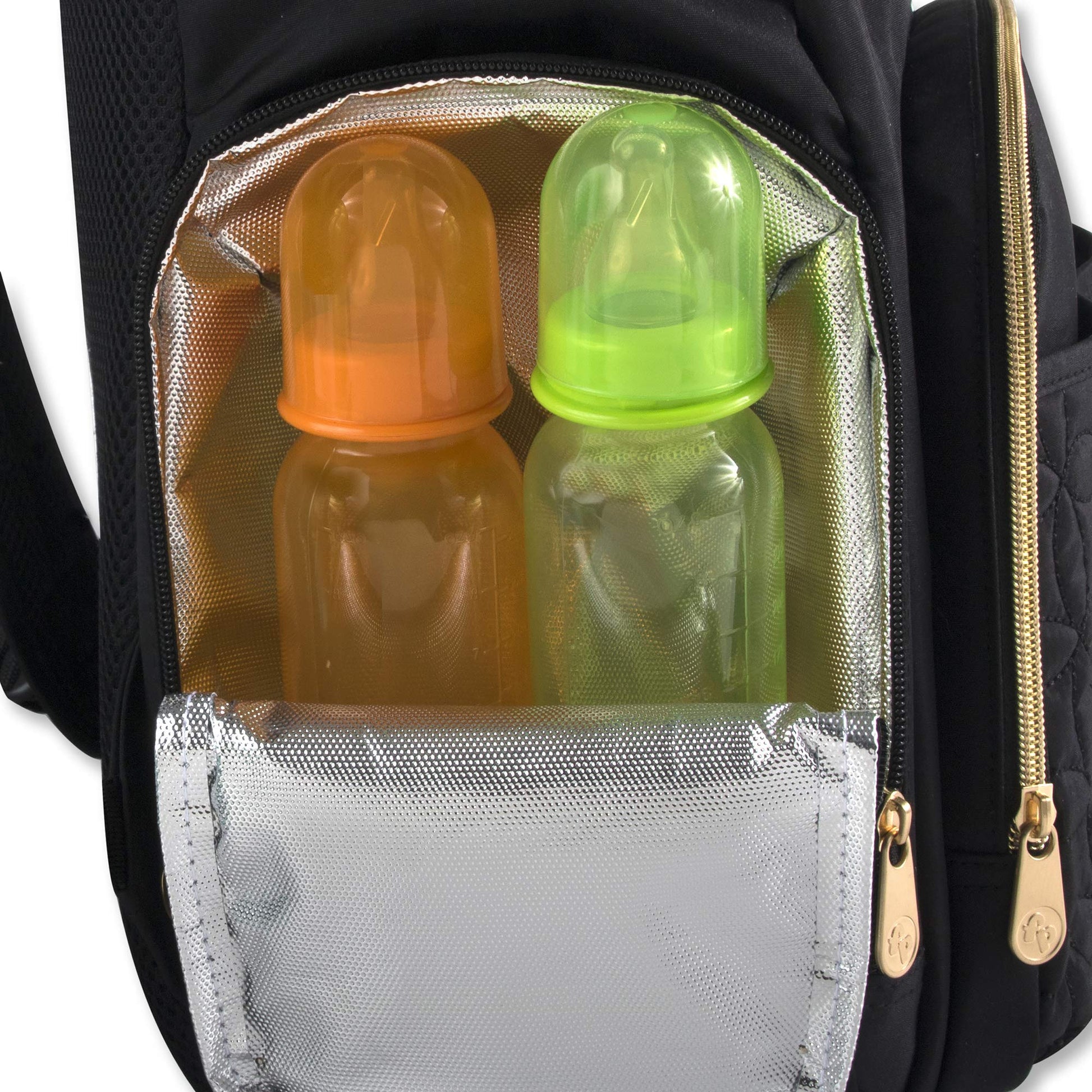 Mochila acolchada moderna para pañales y bolsa de viaje multiusos con cordón para bebé, juego de 3 piezas (negro)