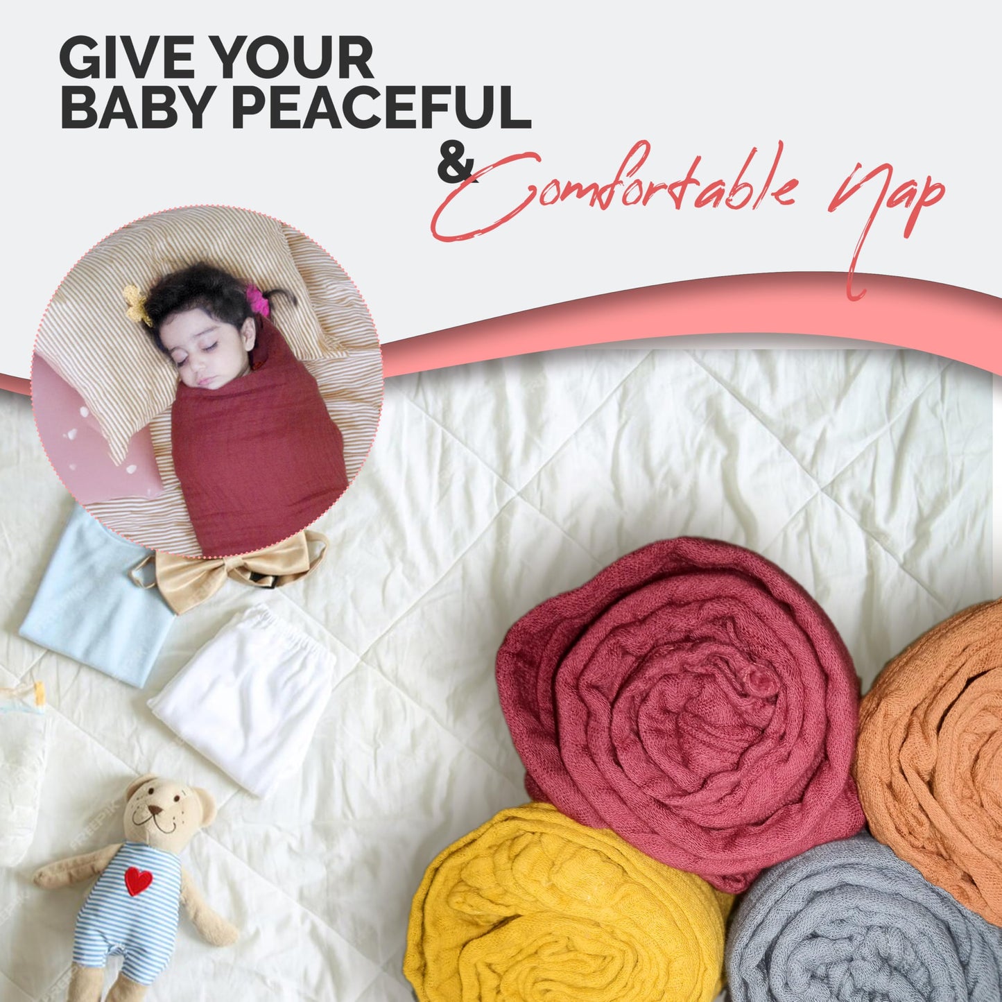 Eden Bliss Pack - Mantas para bebé para bebé, manta de muselina de algodón suave para bebé niño y niña, 47 x 47 pulgadas, unisex, ligeras para recibir recién nacidos, gris, amarillo, granate, arena,