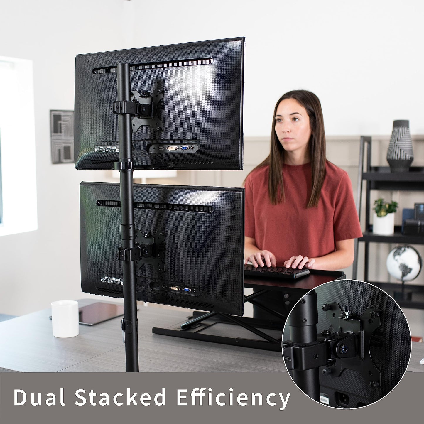 Soporte de Computadora VIVO Negro Ajustable Extra Alto para Monitor Vertical 34 Pulgadas