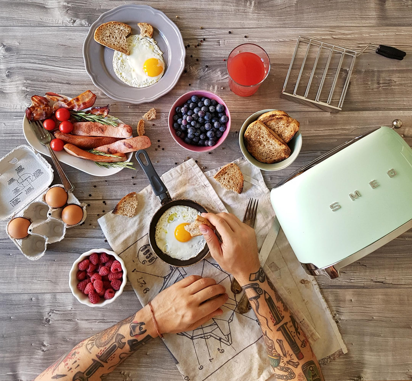 Smeg TSF01PGUS Tostadora 2 rebanadas, color Verde pastel
